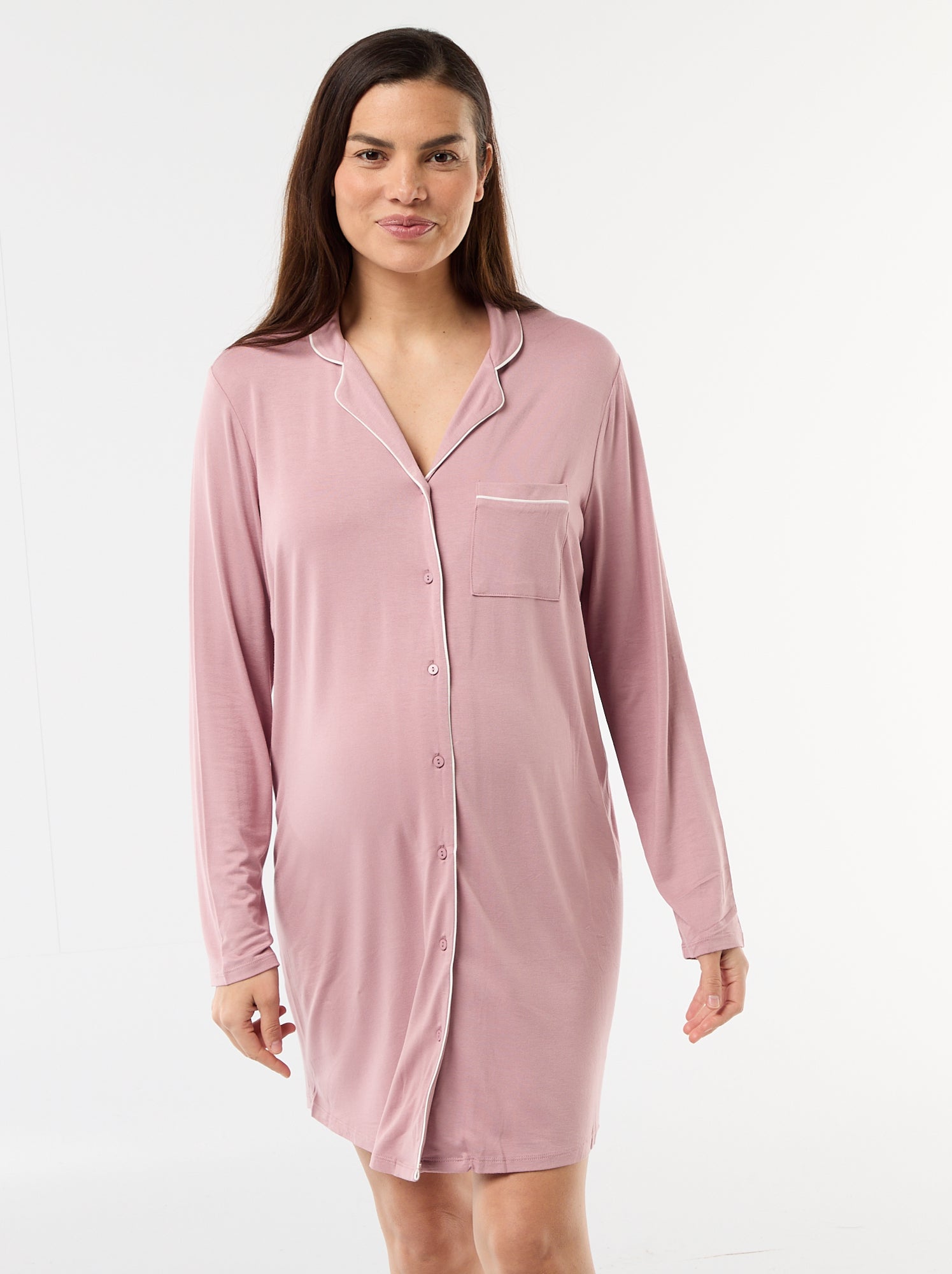 Chemise de nuit unie de maternité - Rose