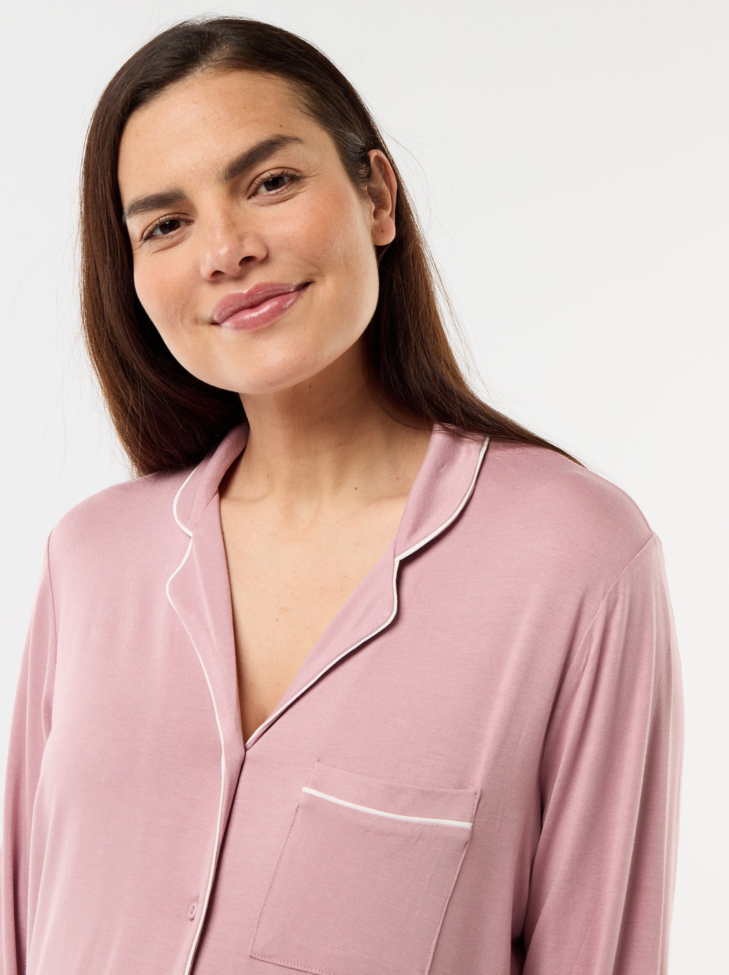 Chemise de nuit unie de maternité - Rose