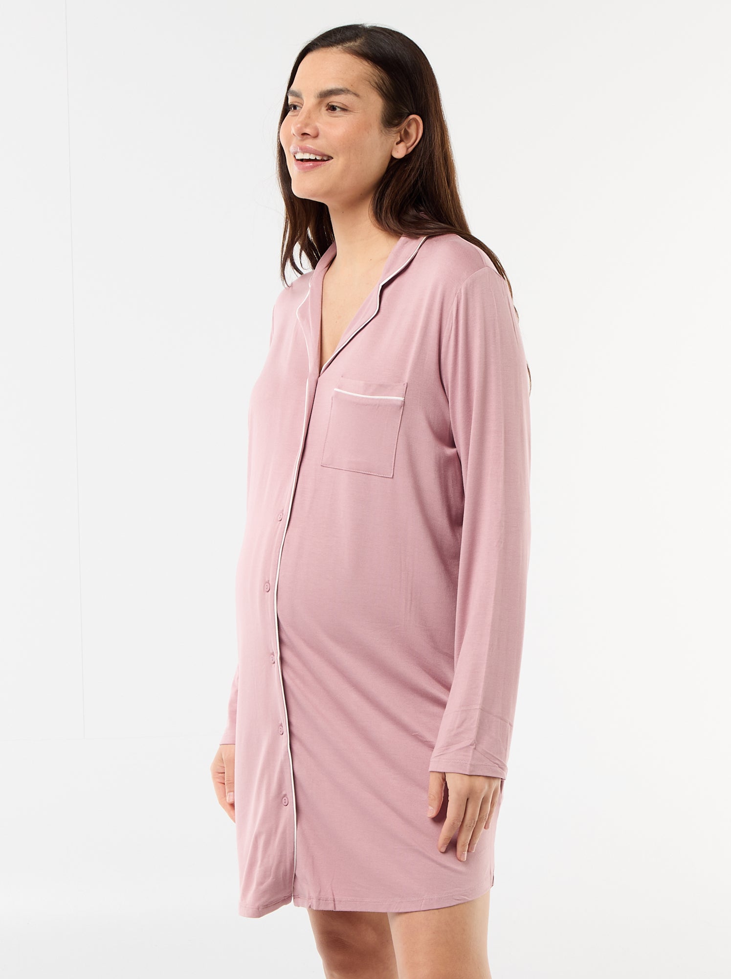 Chemise de nuit unie de maternité - Rose
