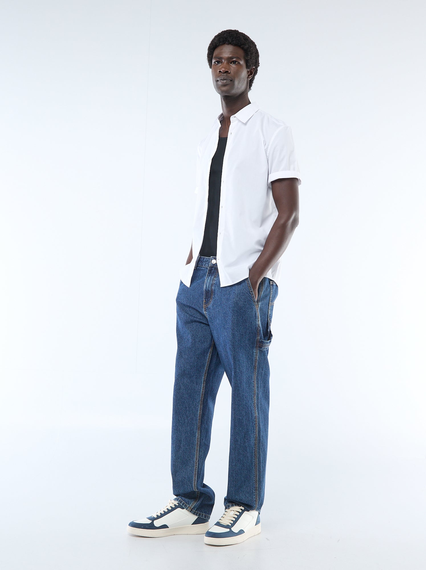 Chemise droite à manches courtes - Blanc