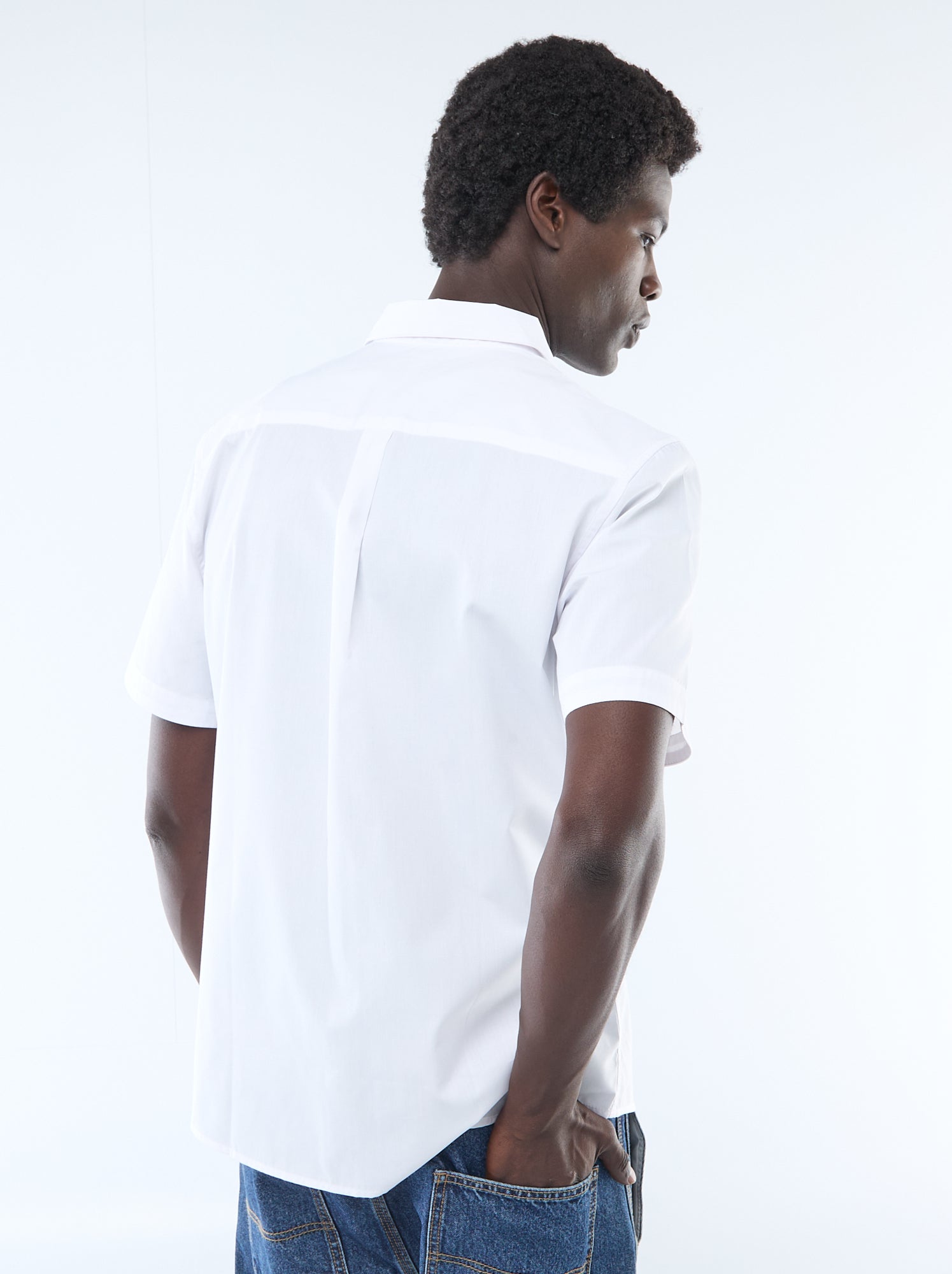 Chemise droite à manches courtes - Blanc