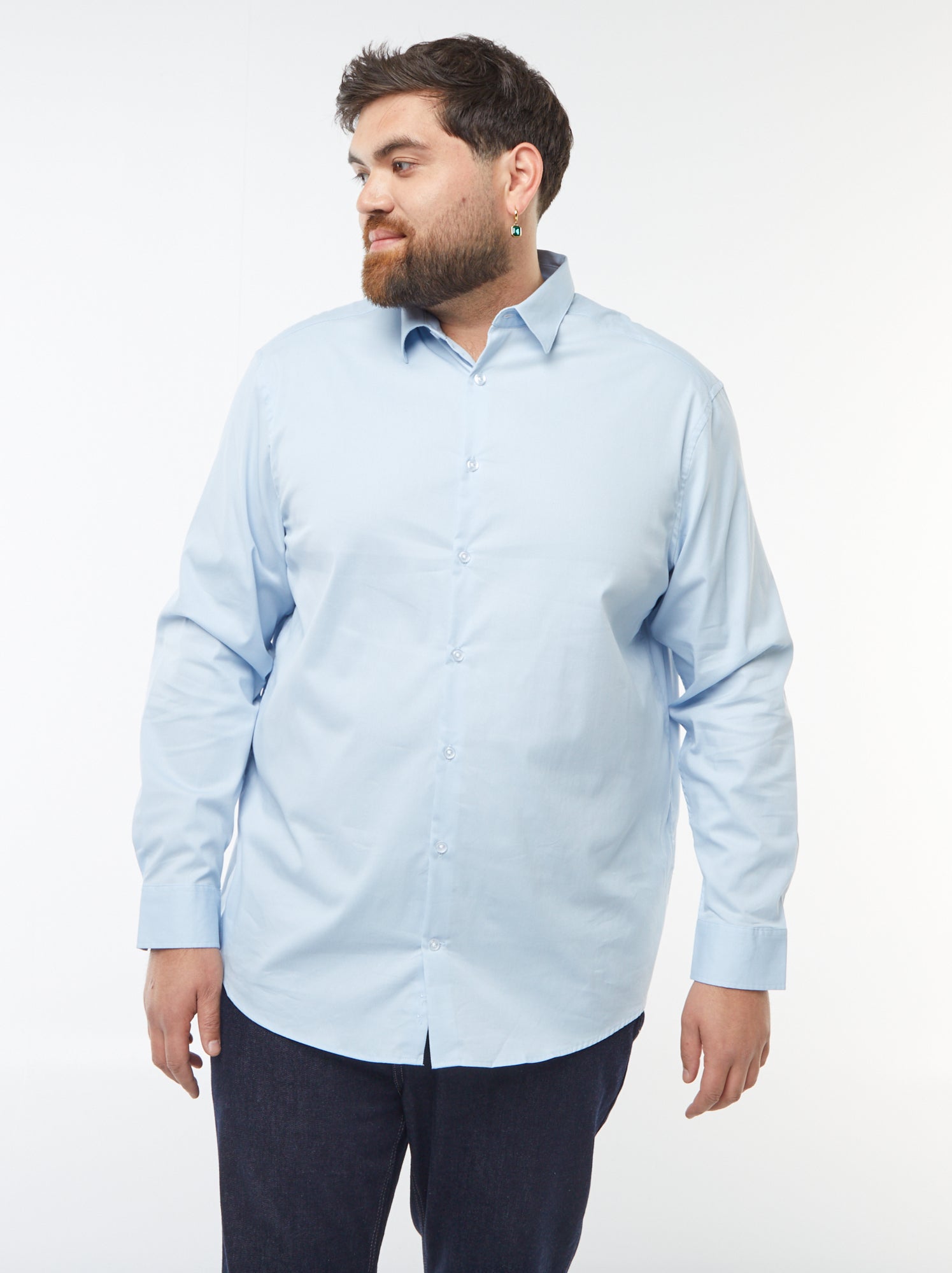 Chemise droite et stretch - Bleu