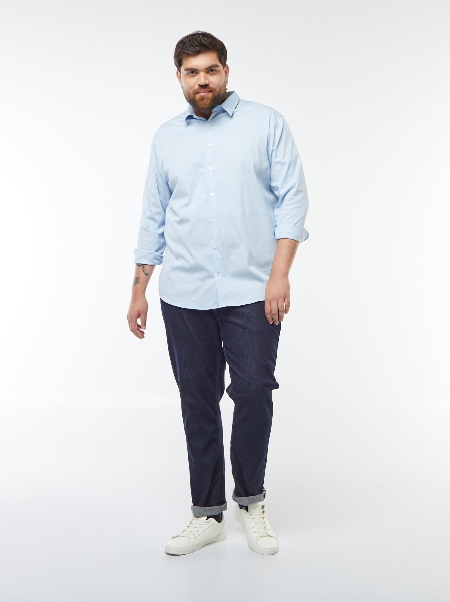 Chemise droite et stretch - Bleu