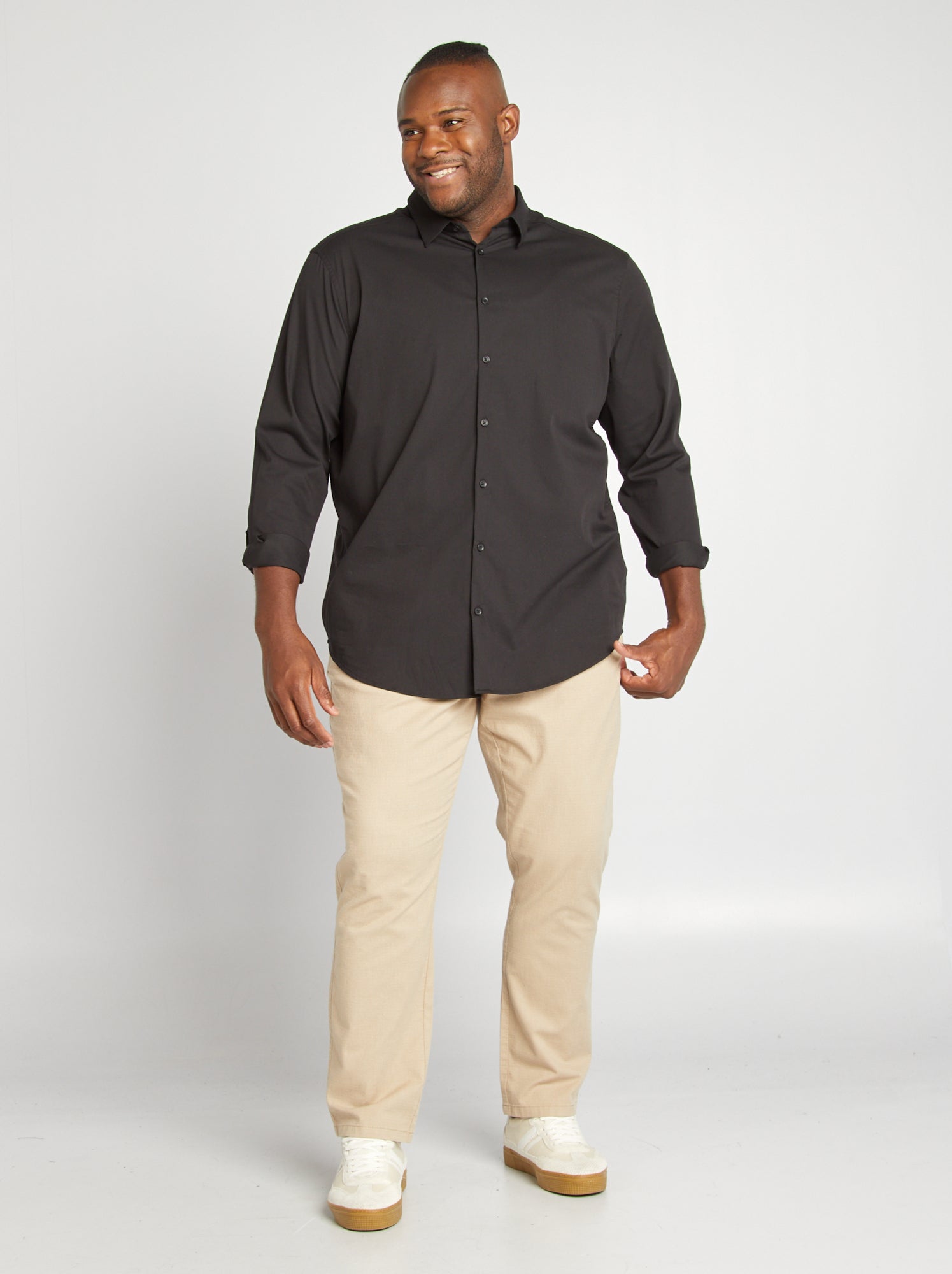Chemise droite et stretch - Noir