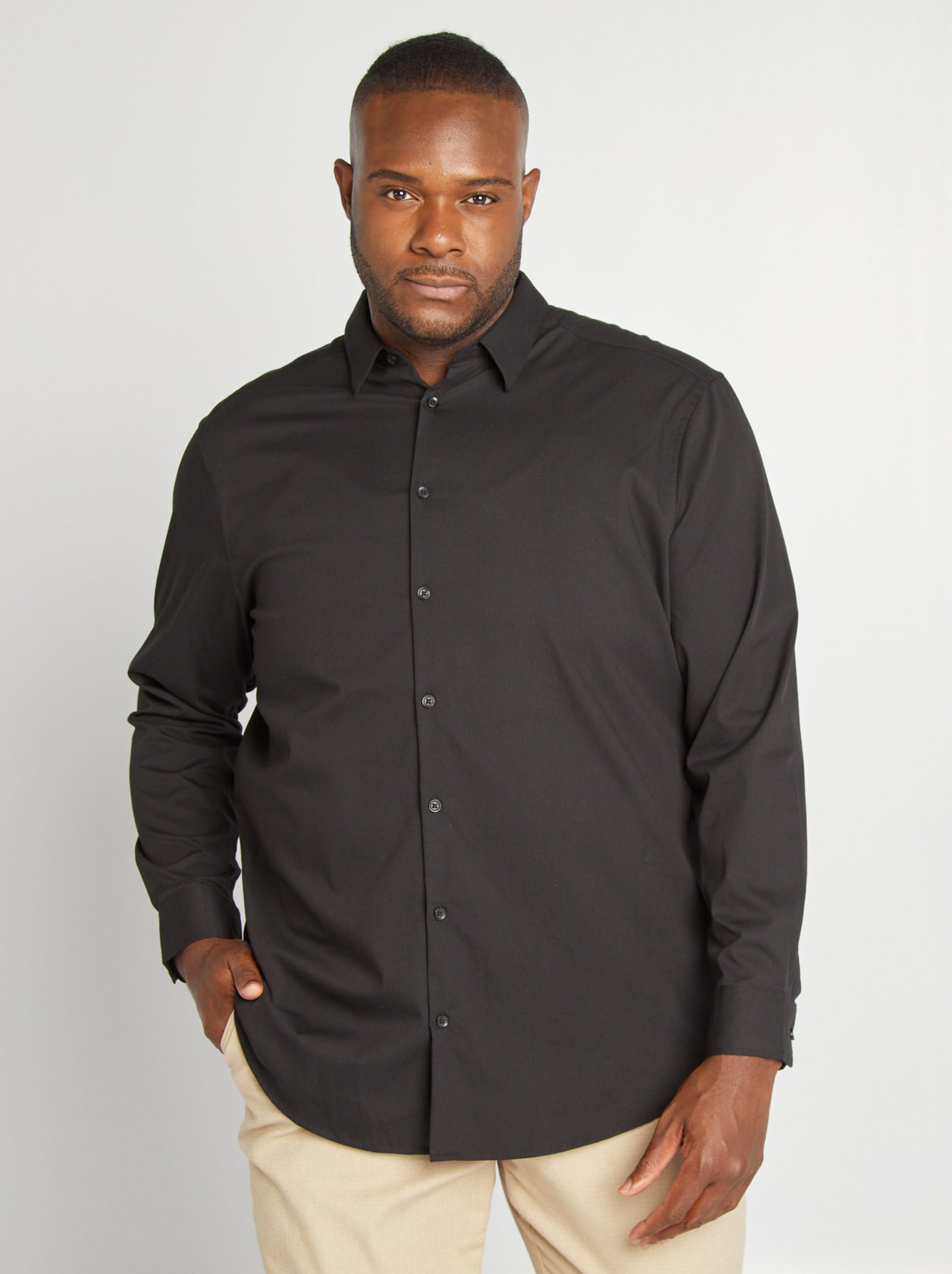 Chemise droite et stretch - Noir