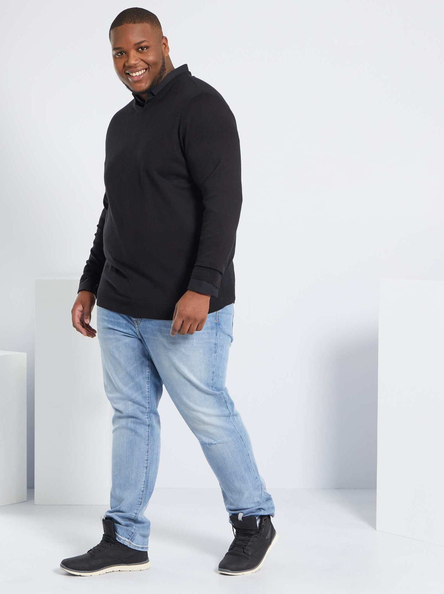 Chemise droite et stretch - Noir