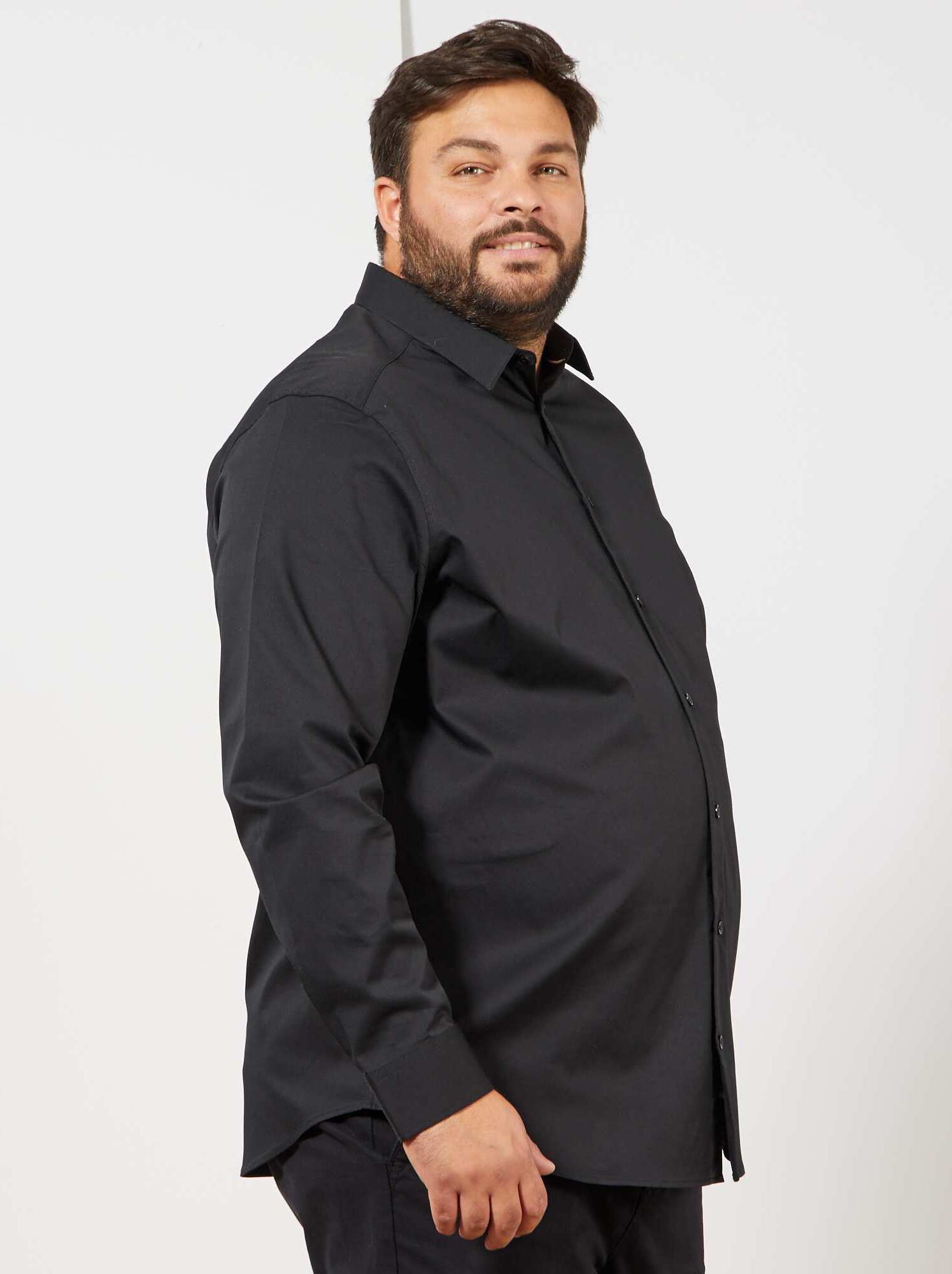 Chemise droite et stretch - Noir