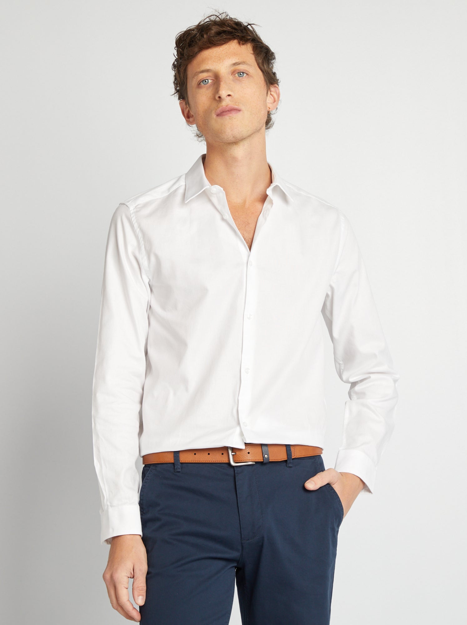 Chemise droite unie - Blanc
