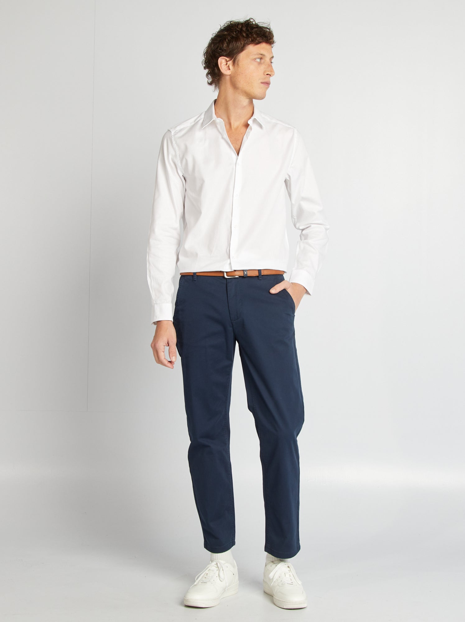 Chemise droite unie - Blanc