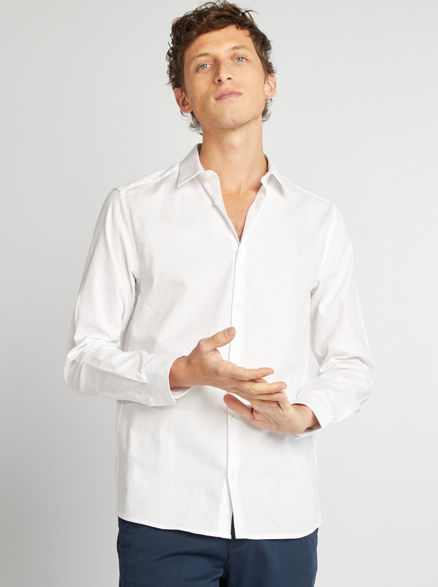 Chemise droite unie - Blanc