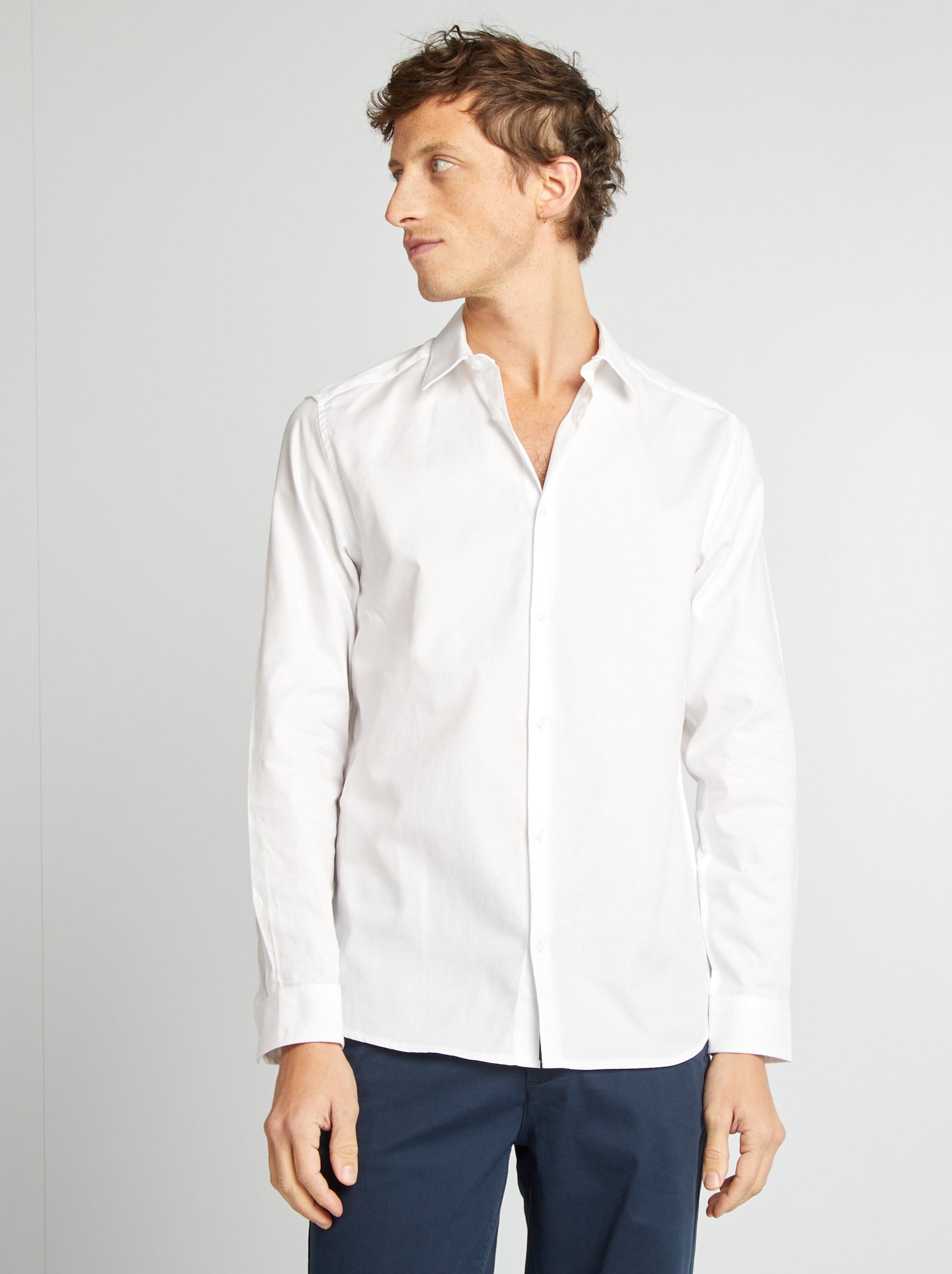 Chemise droite unie - Blanc