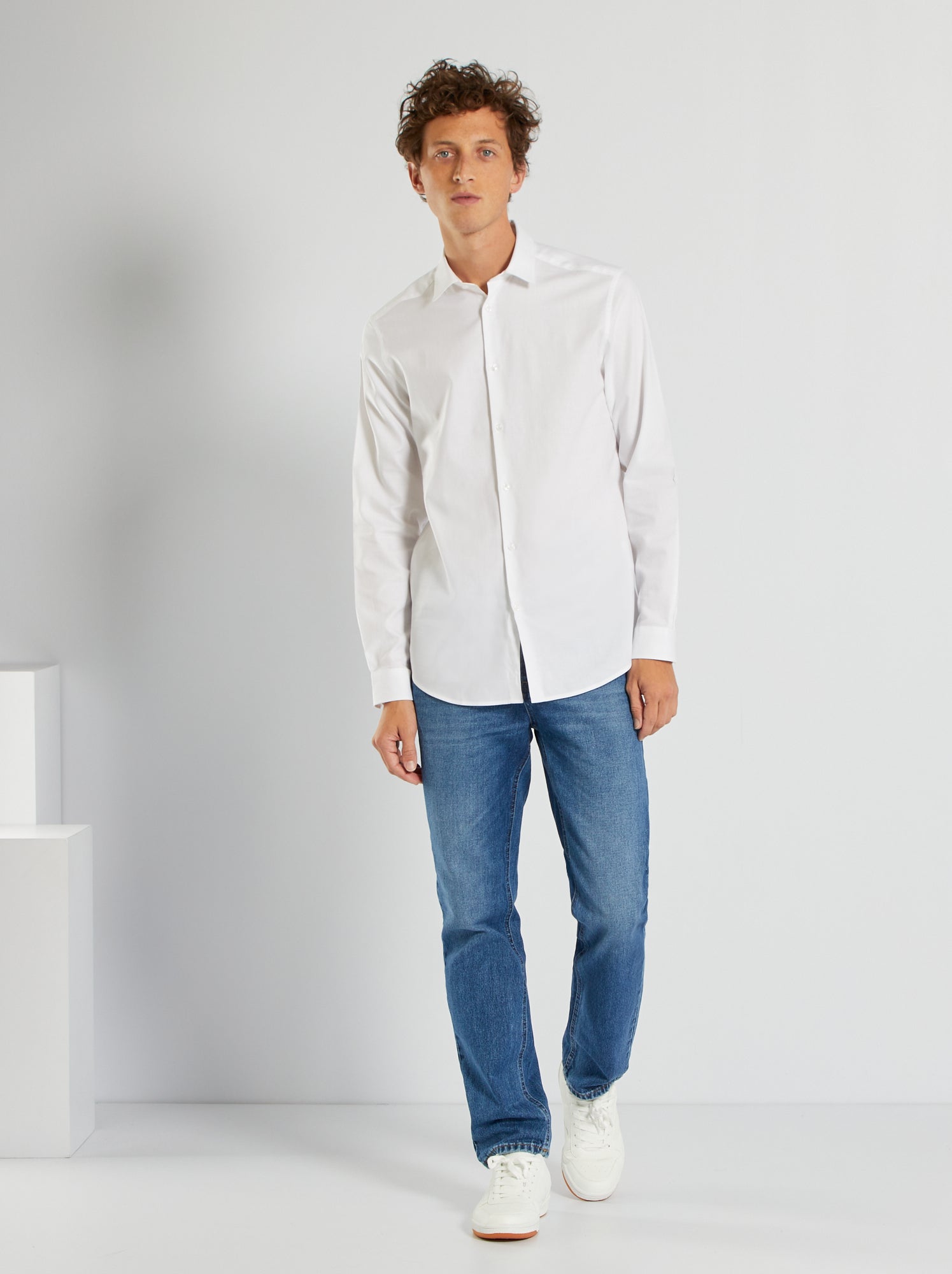 Chemise droite unie - Blanc