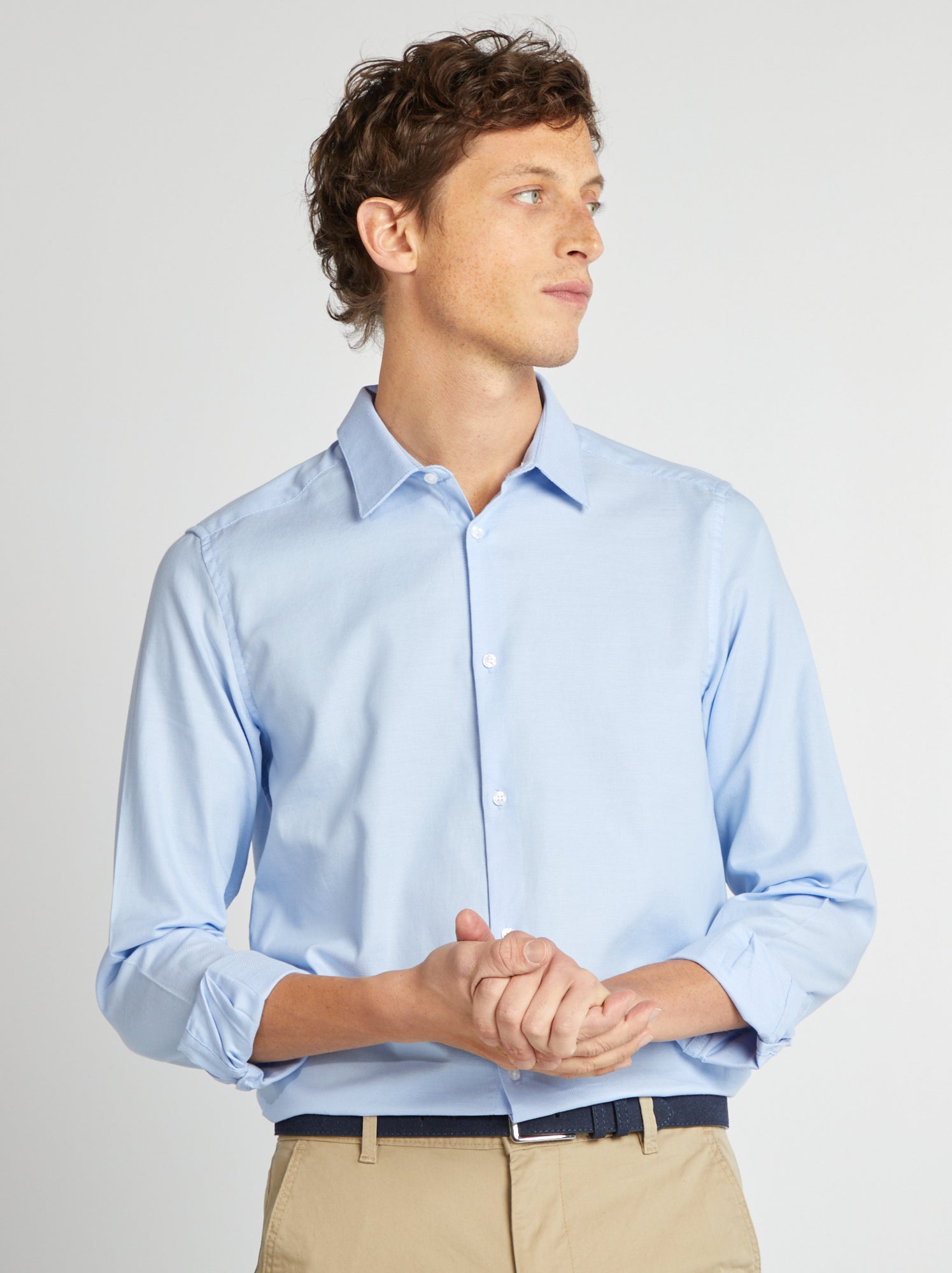 Chemise droite unie - bleu ciel