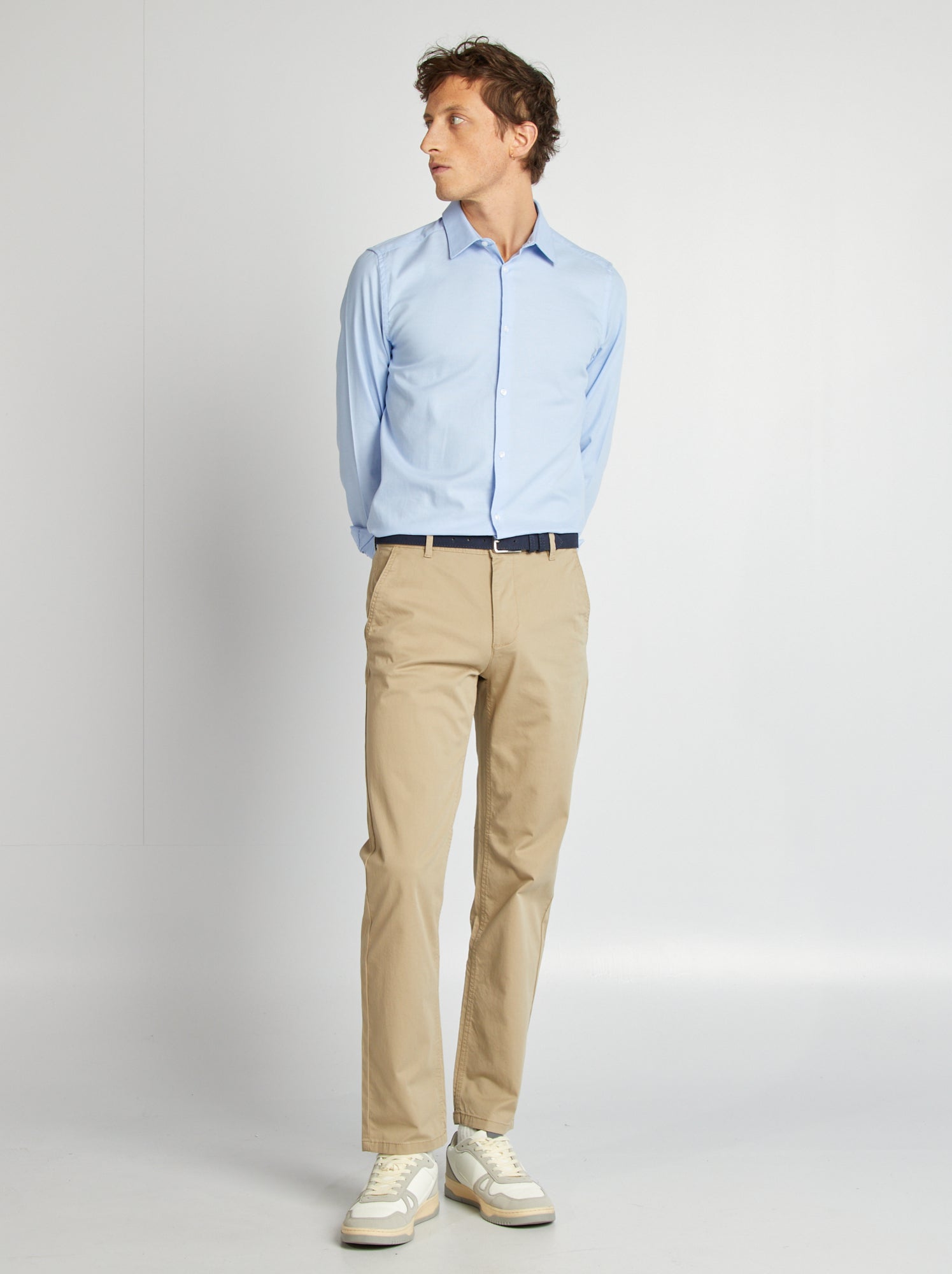 Chemise droite unie - bleu ciel