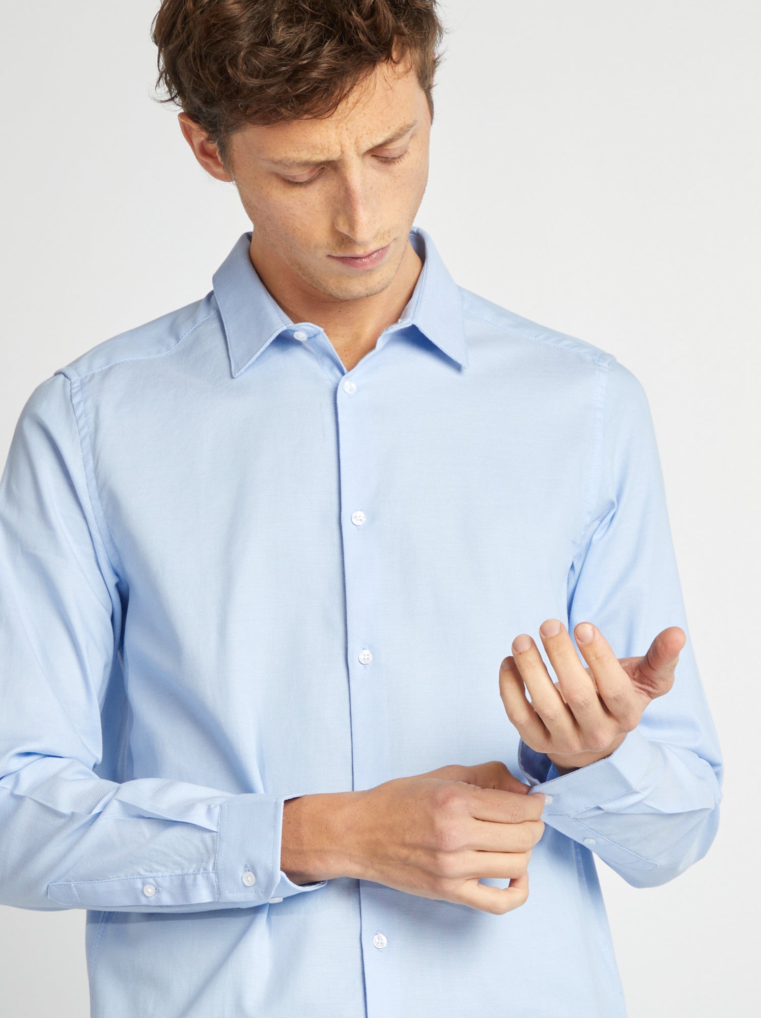 Chemise droite unie - bleu ciel