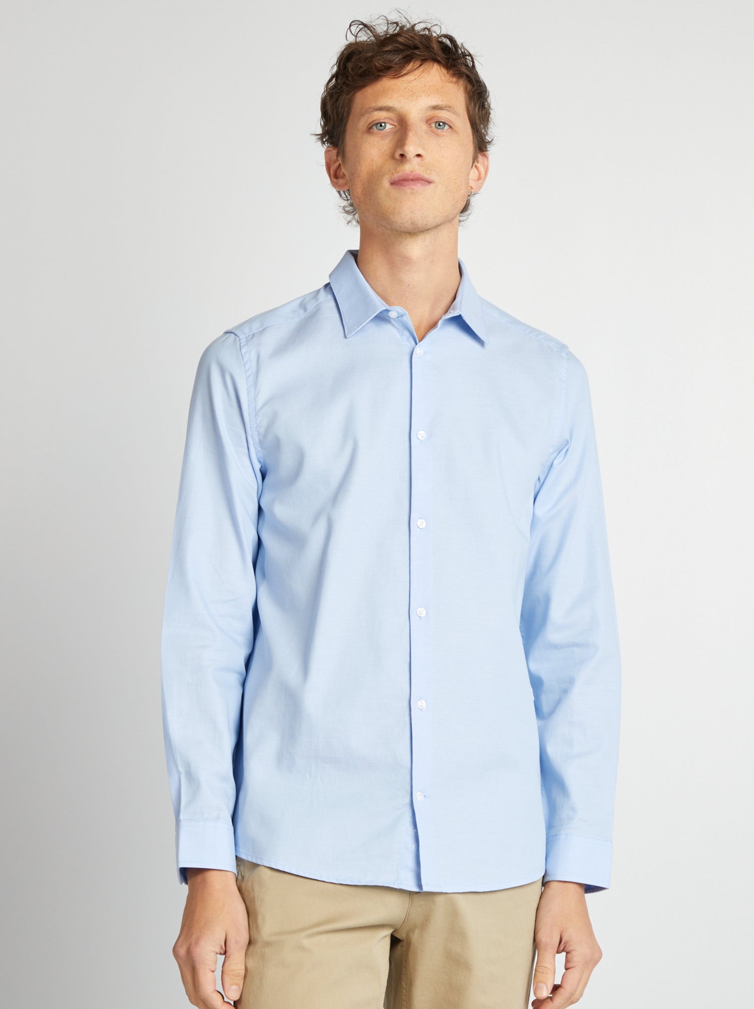 Chemise droite unie - bleu ciel