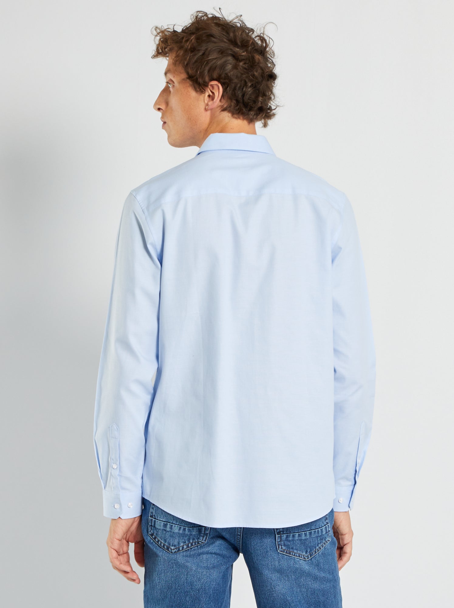 Chemise droite unie - bleu ciel
