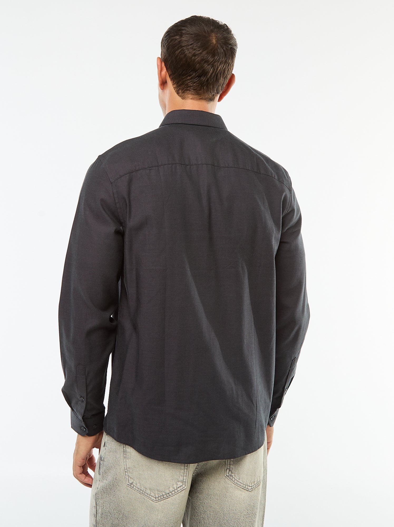 Chemise droite unie - Noir