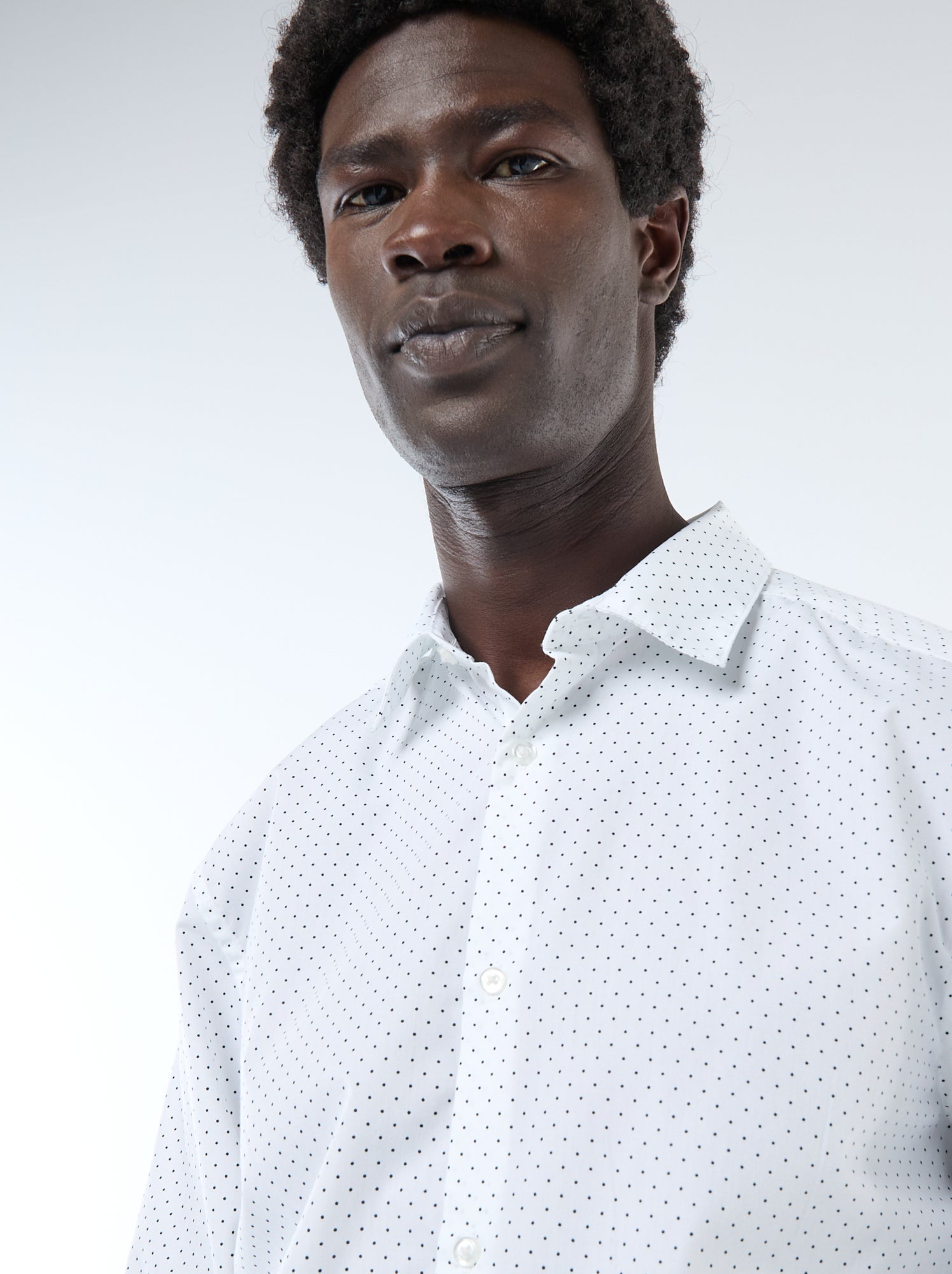 Chemise droite/regular à pois - Blanc à pois