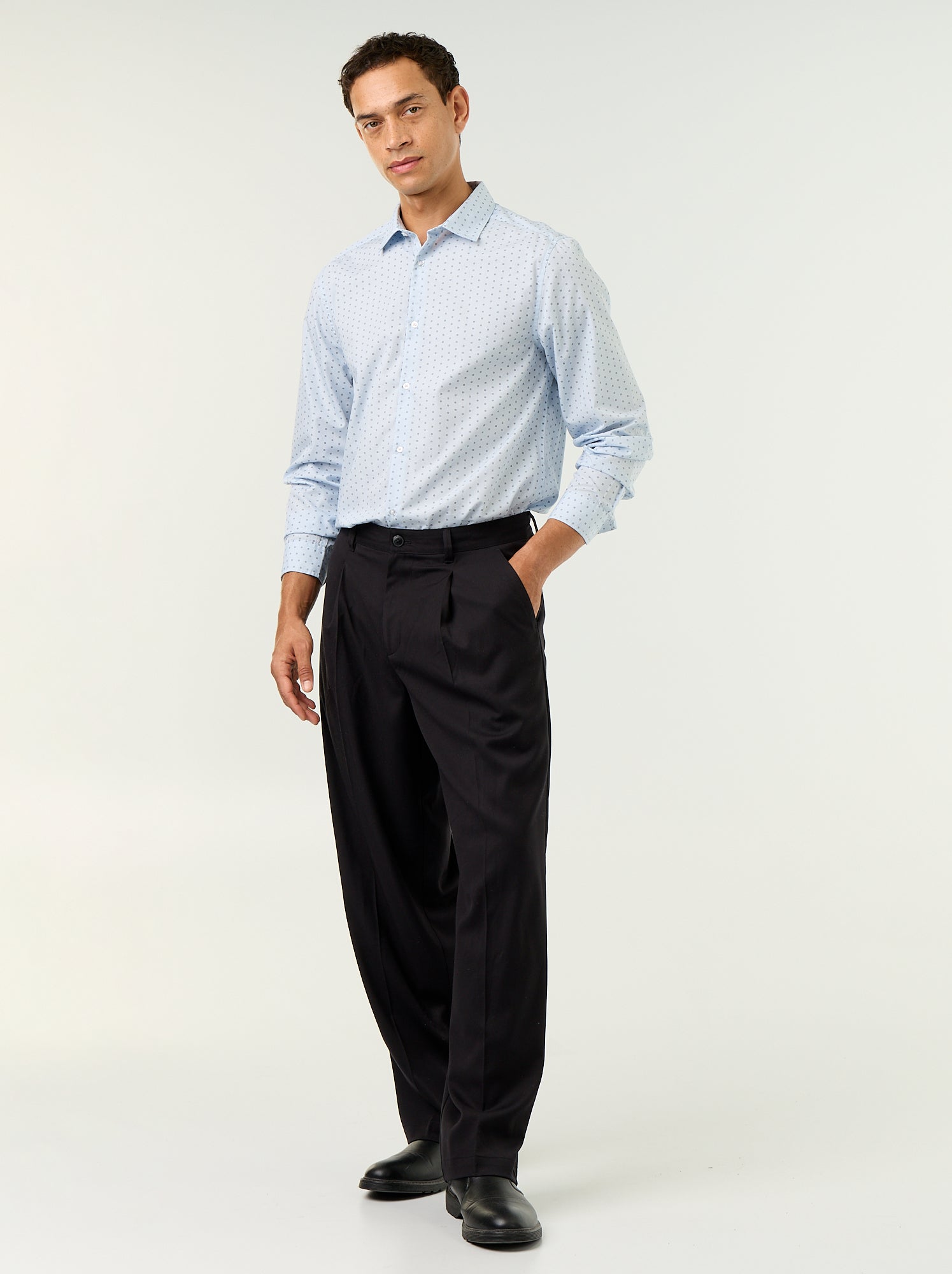 Chemise droite/regular à pois - Bleu (BQO90_15)