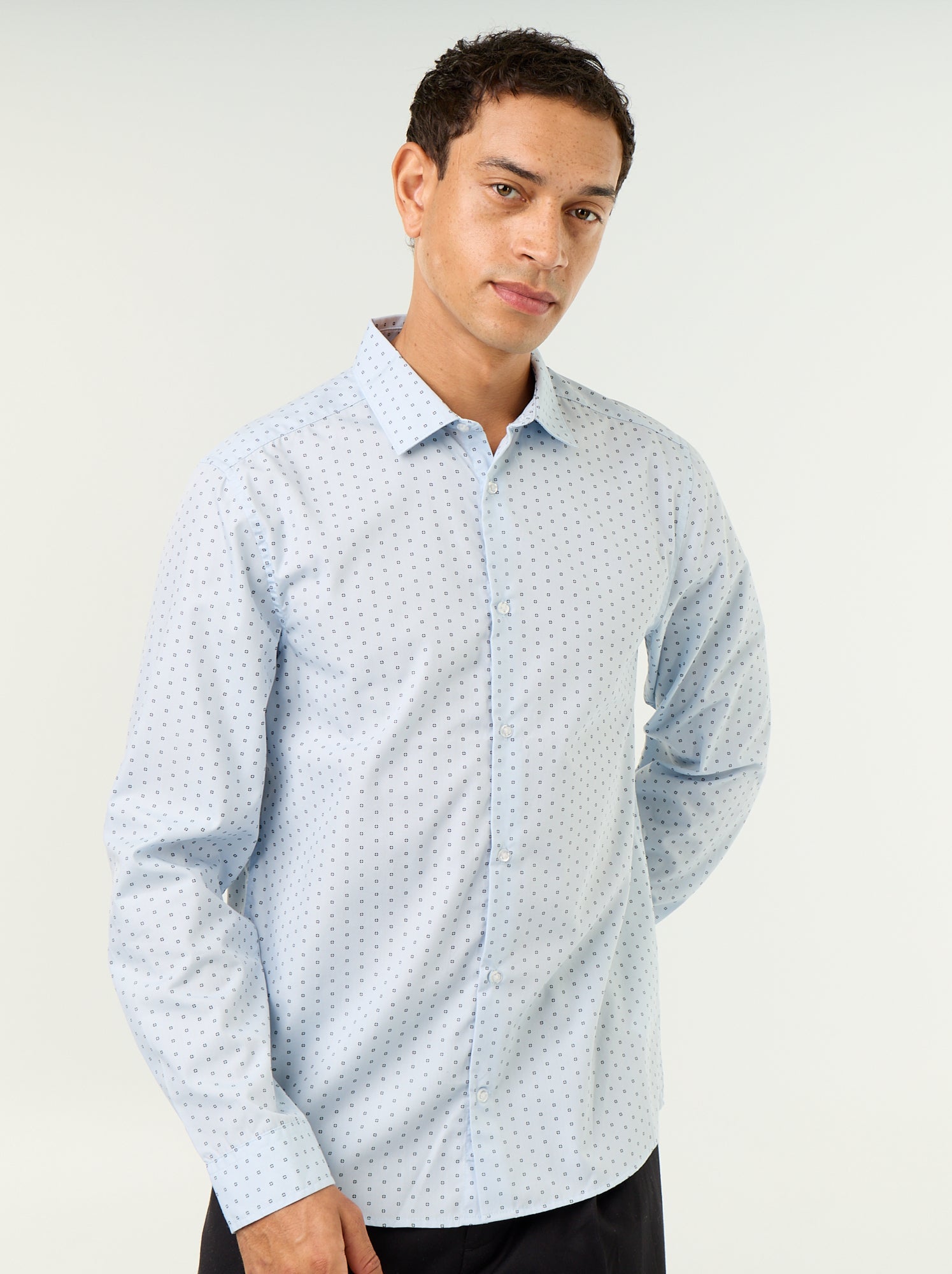 Chemise droite/regular à pois - Bleu (BQO90_15)