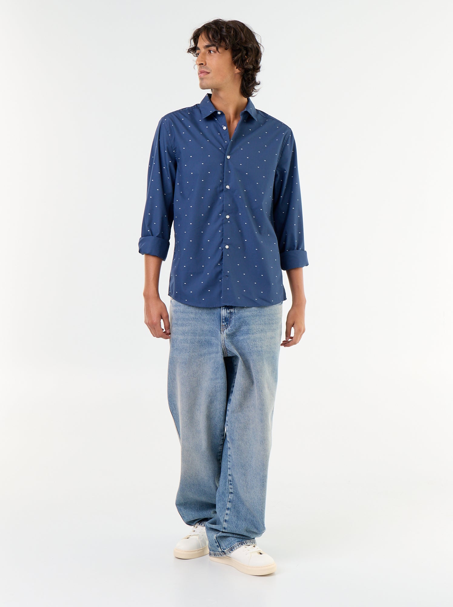 Chemise droite/regular à pois - Bleu (BQO90_16)