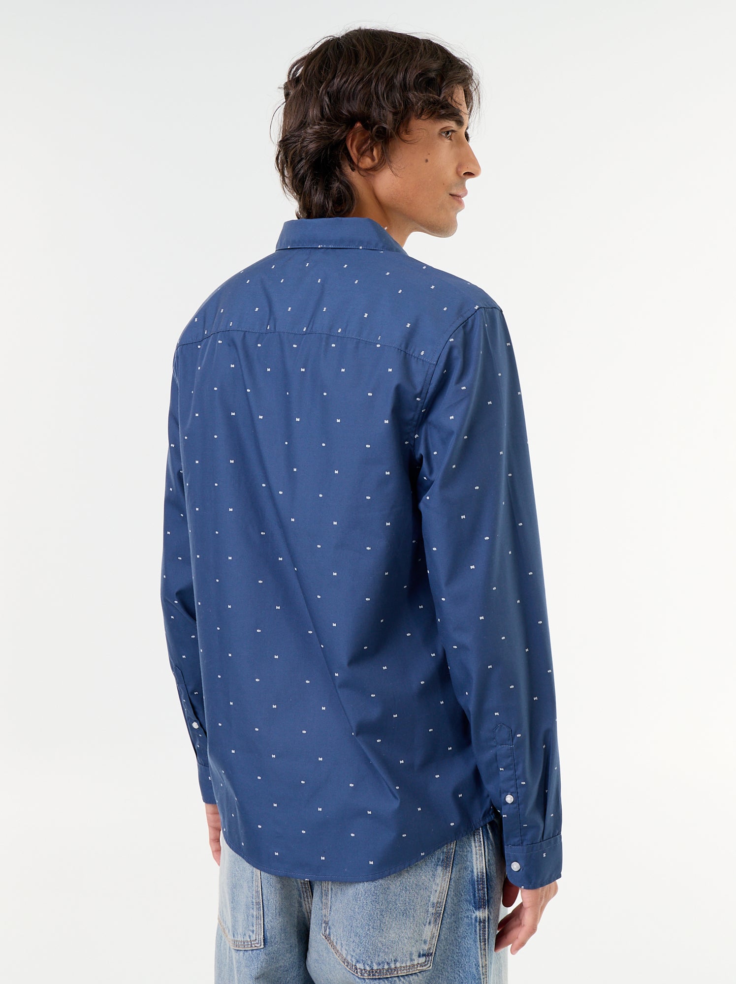 Chemise droite/regular à pois - Bleu (BQO90_16)