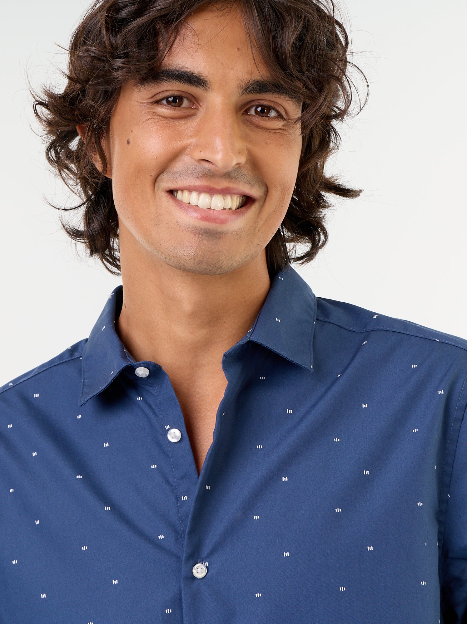 Chemise droite/regular à pois - Bleu (BQO90_16)