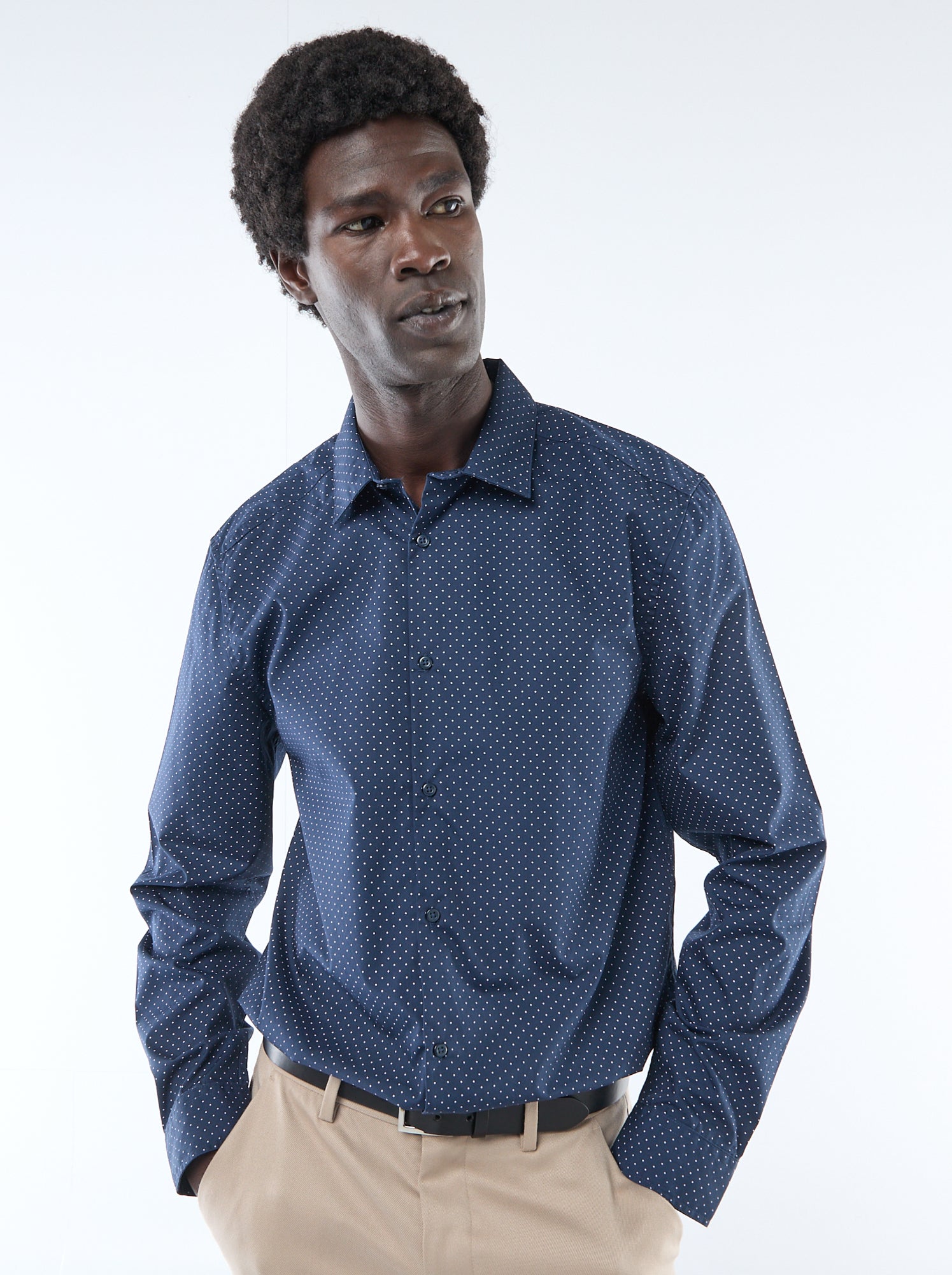 Chemise droite/regular à pois - Bleu (BQO90_2)