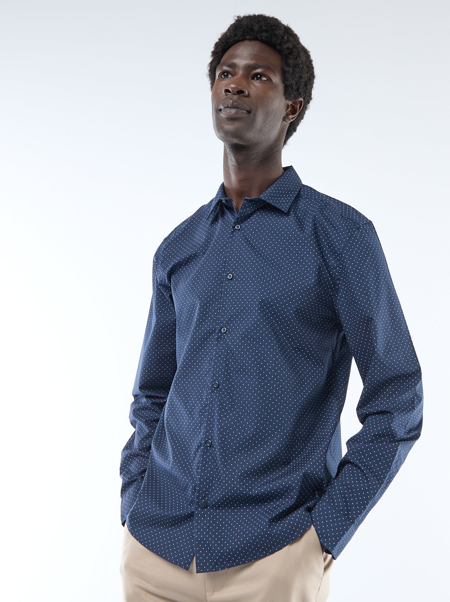Chemise droite/regular à pois - Bleu (BQO90_2)