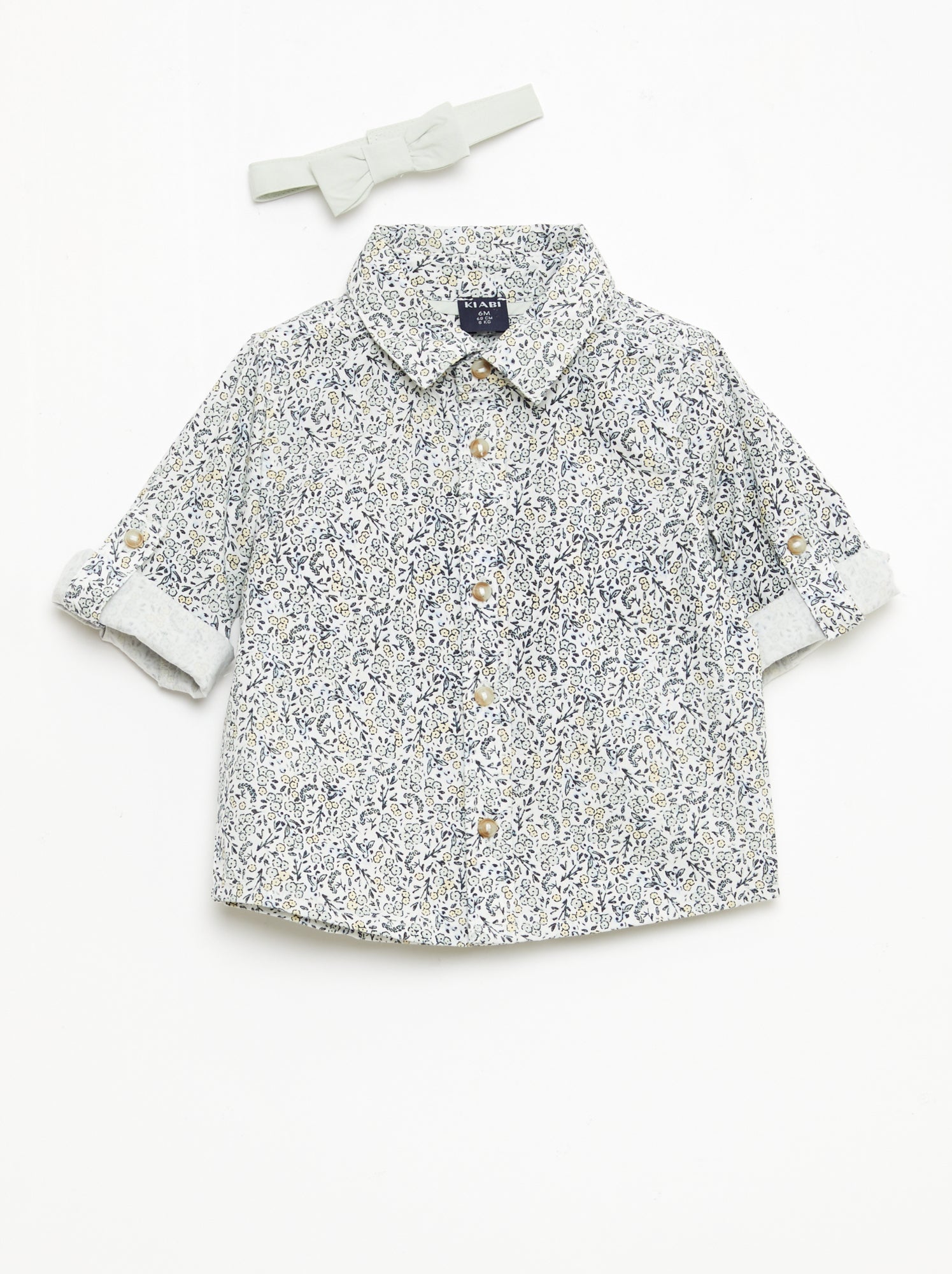 Chemise en coton avec nœud papillon amovible - Blanc (FDB26_2)