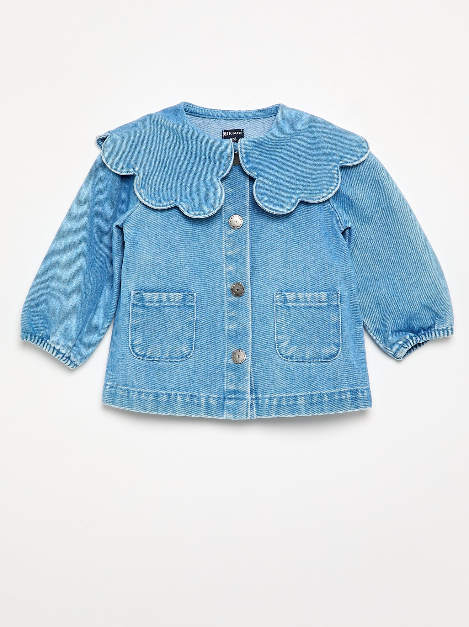 Chemise en denim avec col claudine - Bleu