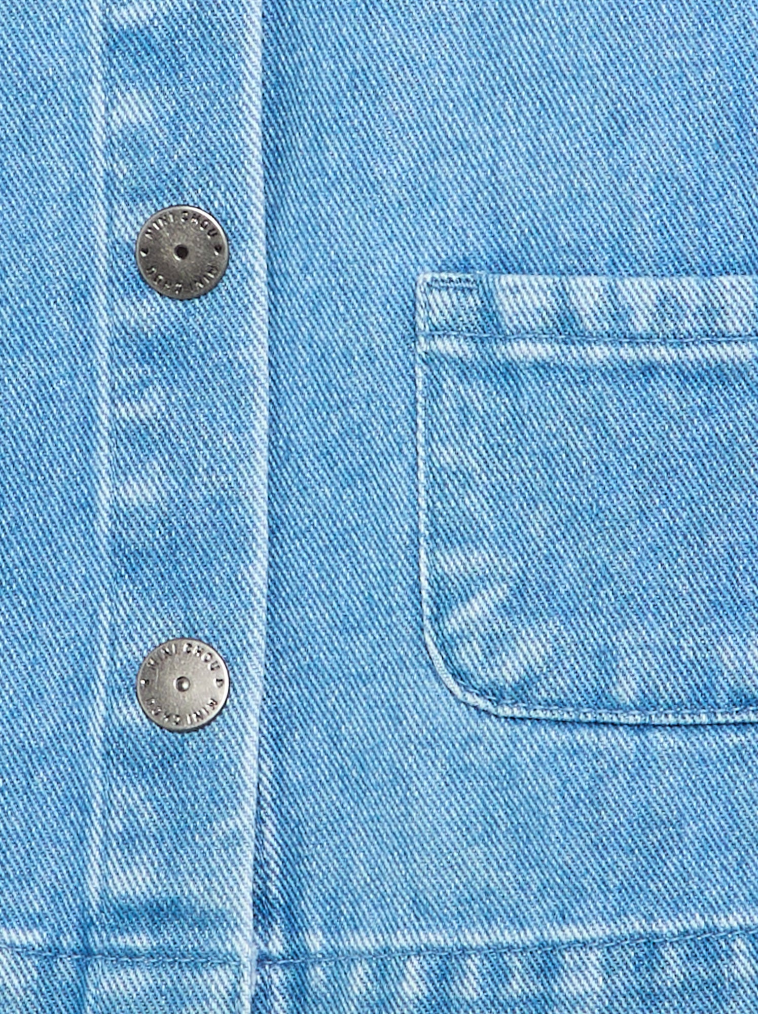 Chemise en denim avec col claudine - Bleu