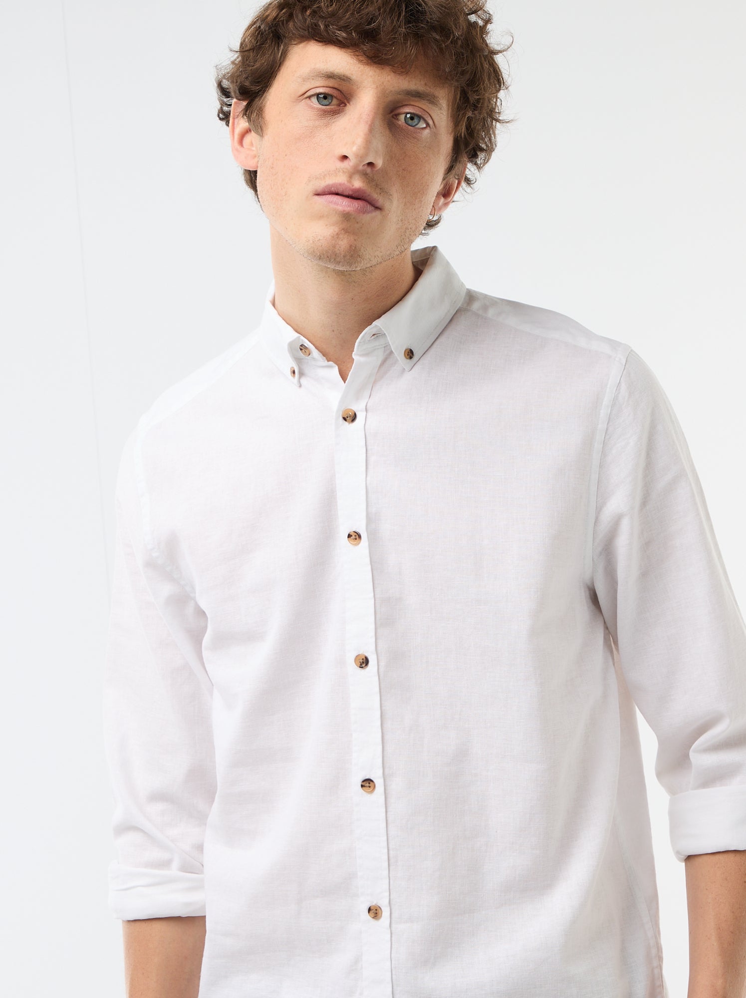 Chemise en lin mélangé - Blanc