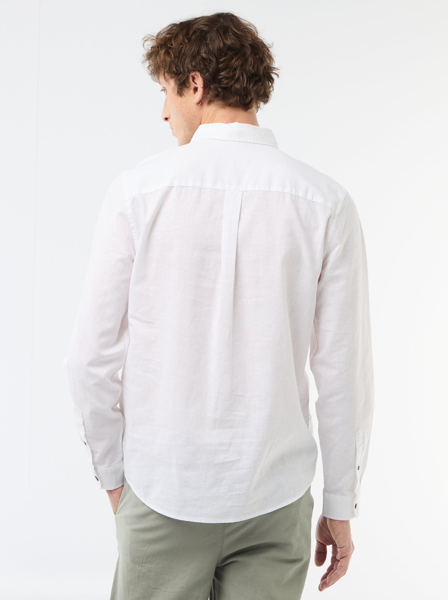 Chemise en lin mélangé - Blanc