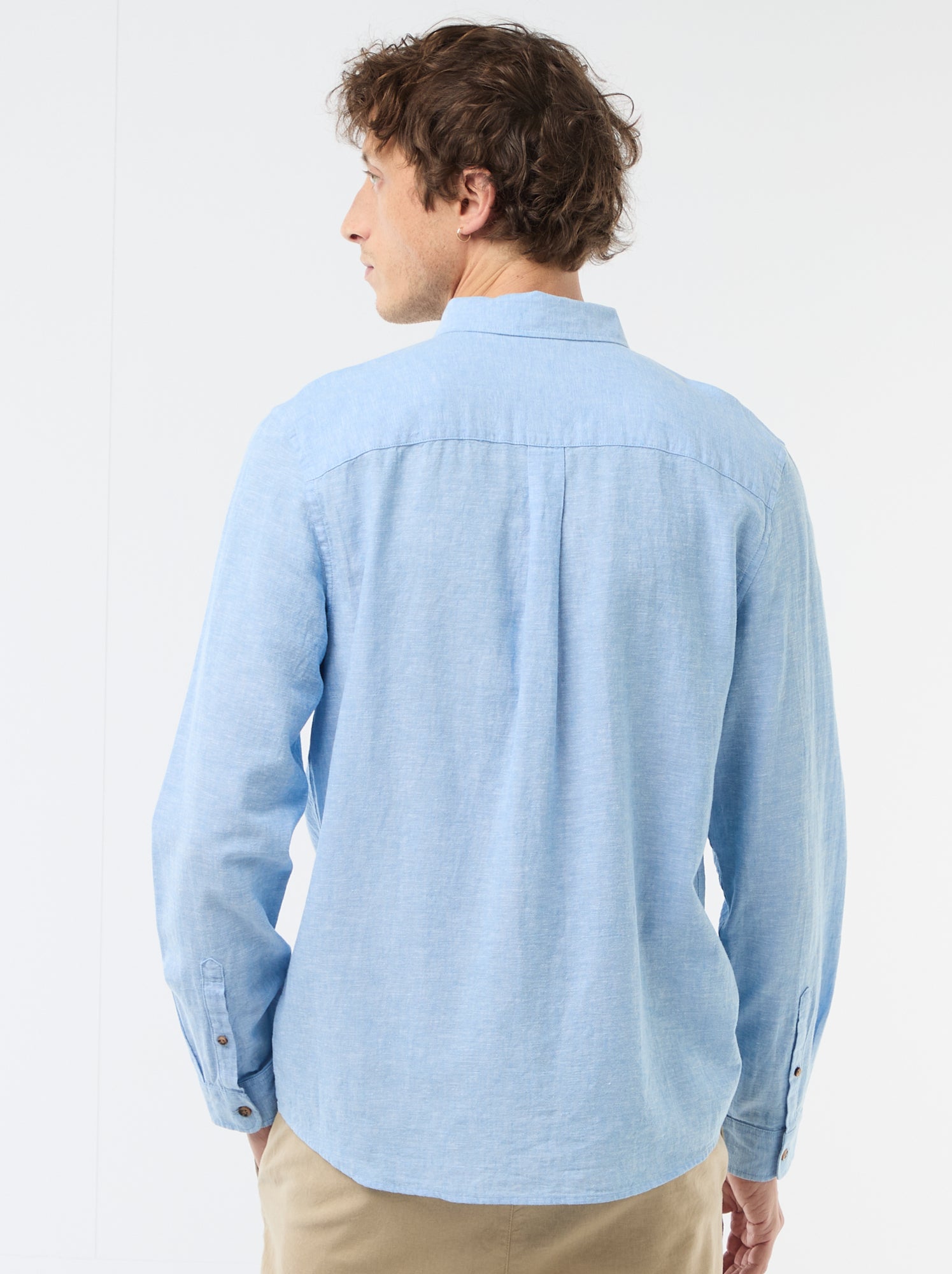 Chemise en lin mélangé - Bleu ciel