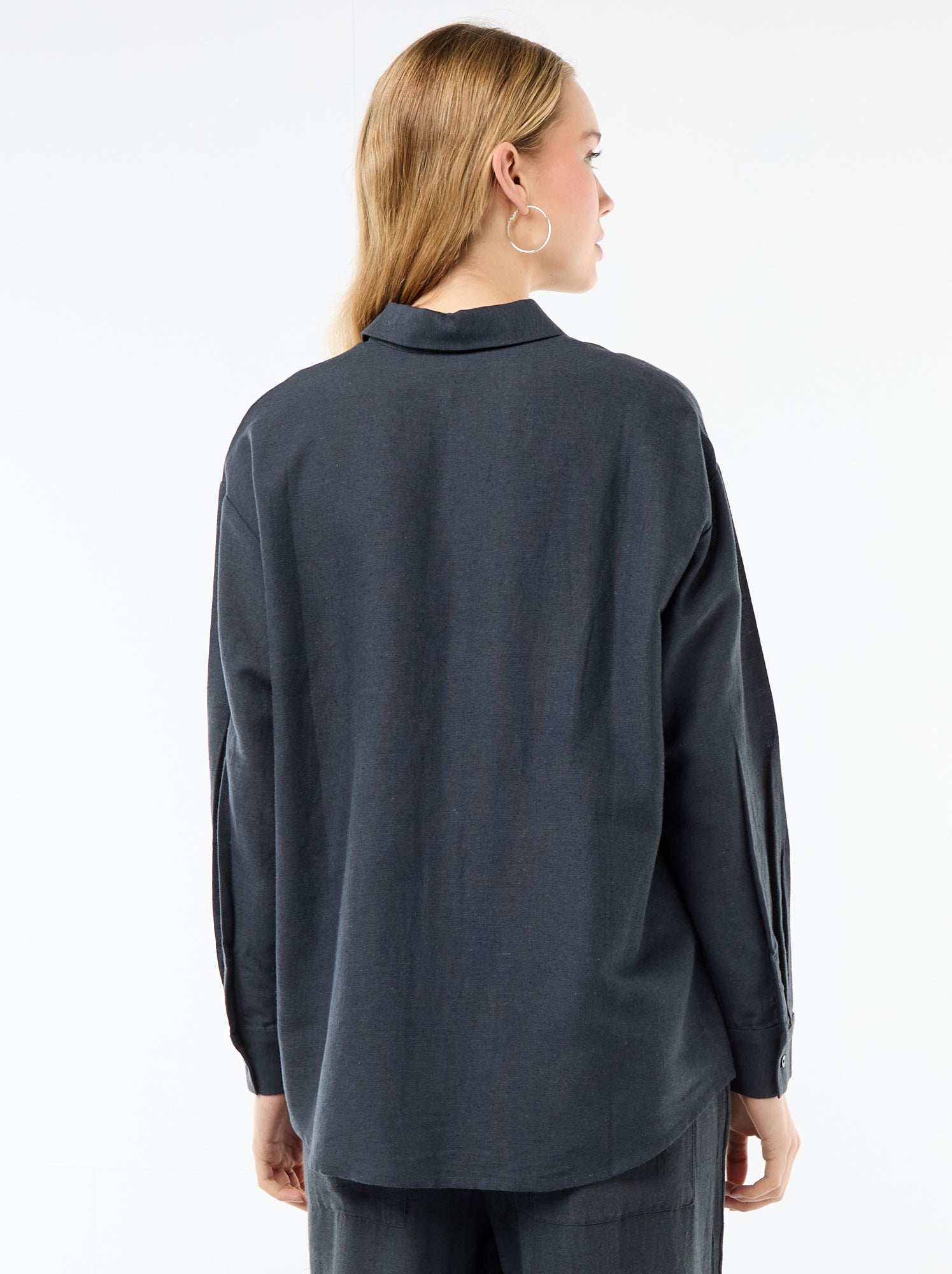 Chemise en lin mélangé - Bleu