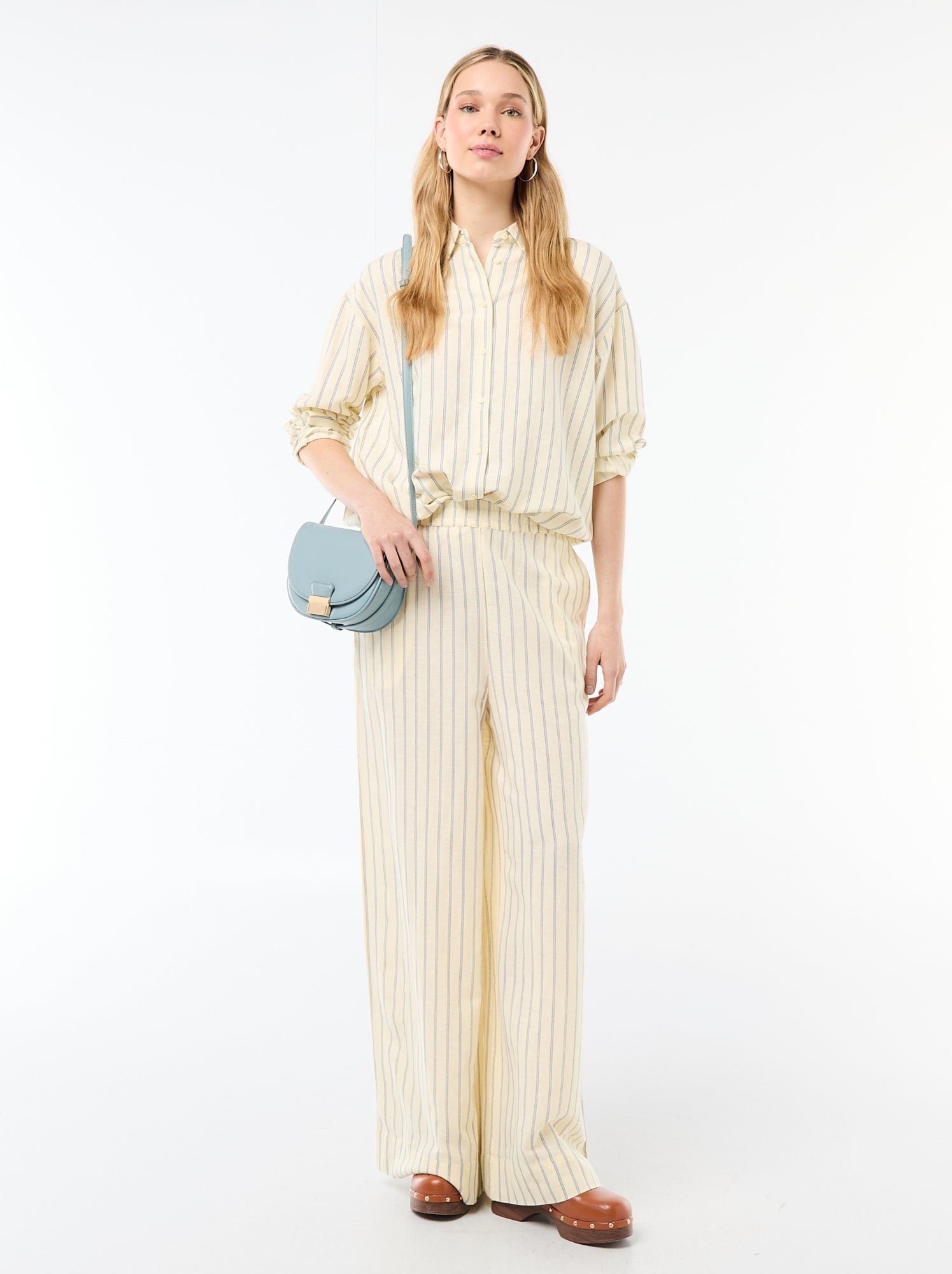 Chemise en lin mélangé - Jaune