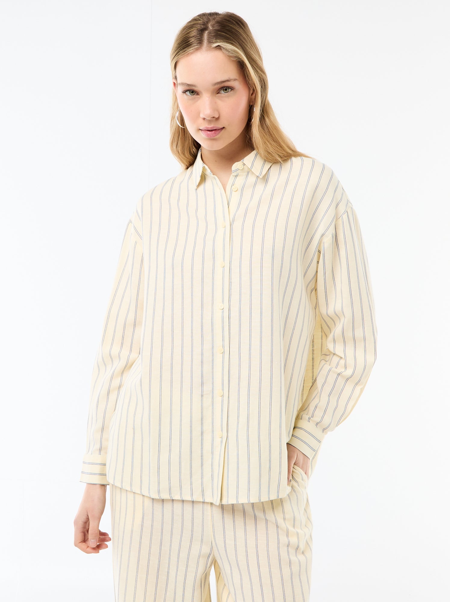 Chemise en lin mélangé - Jaune