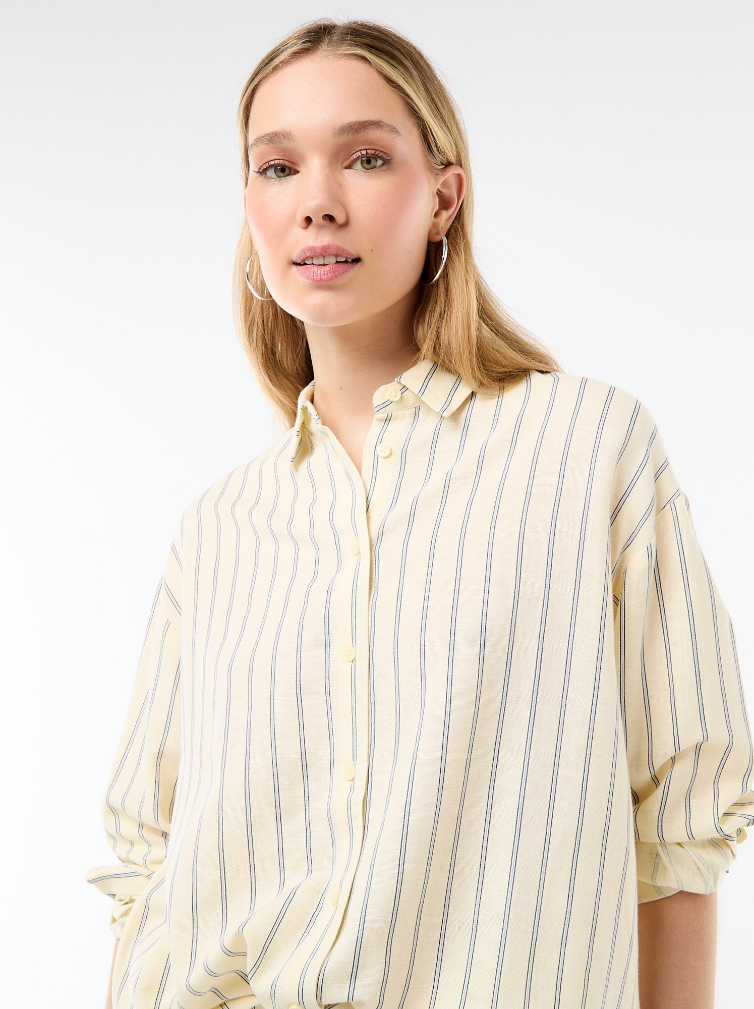 Chemise en lin mélangé - Jaune