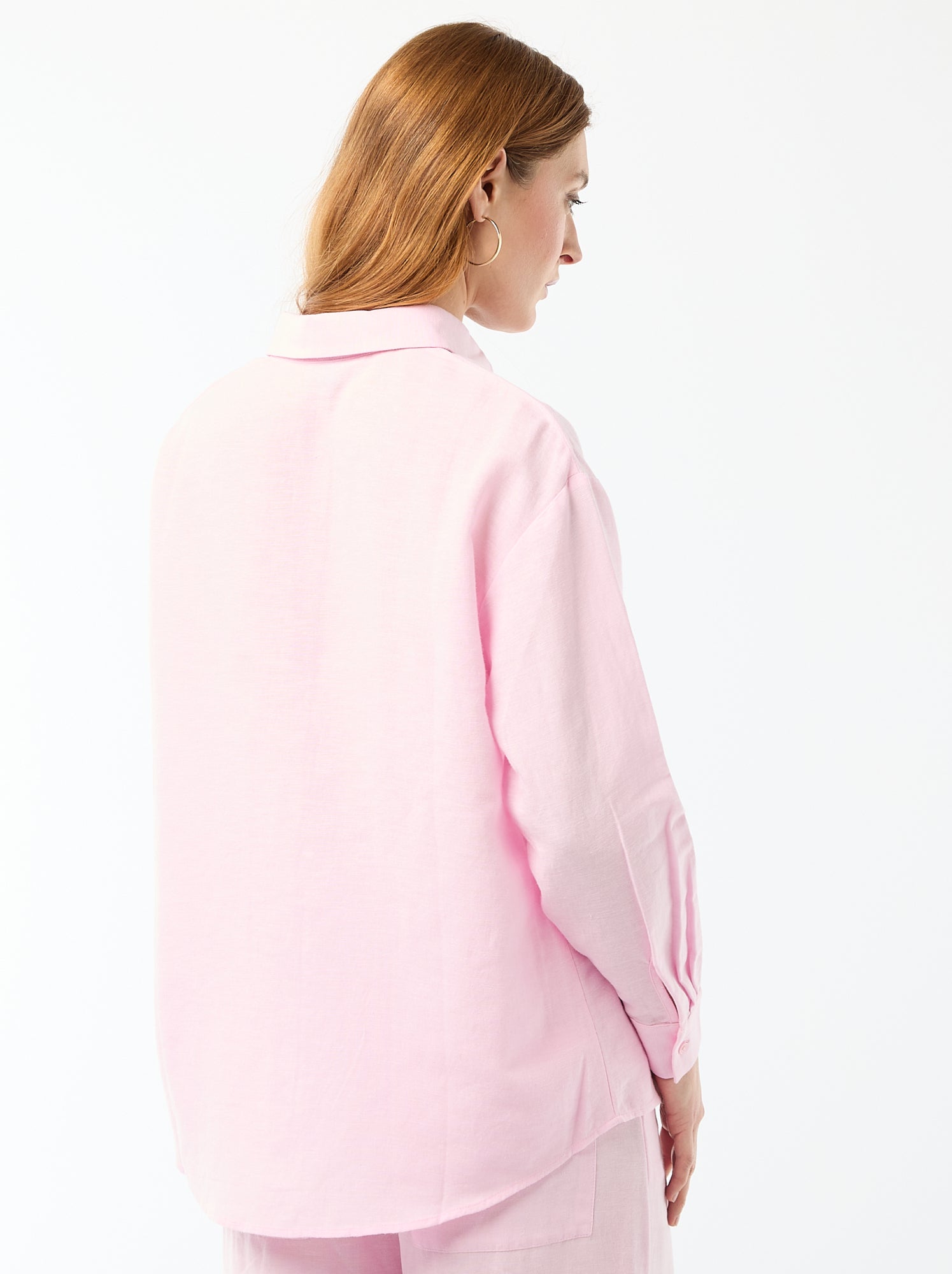 Chemise en lin mélangé - Rose