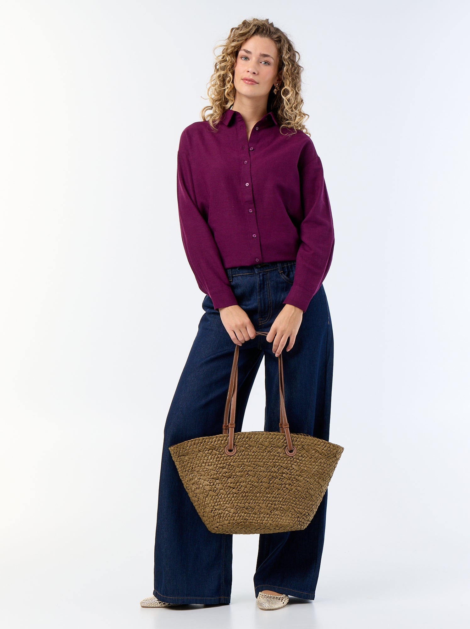 Chemise en lin mélangé - Violet