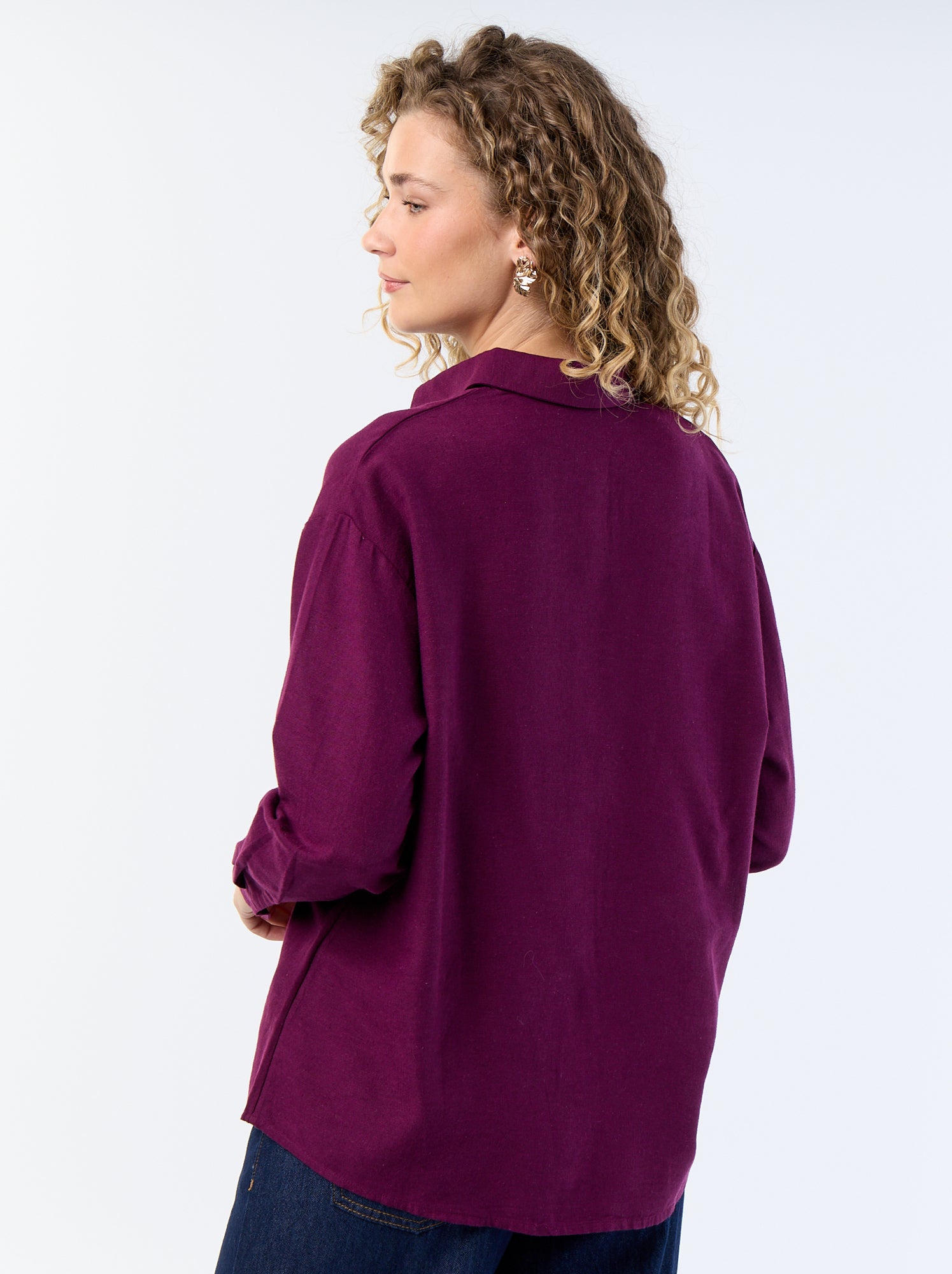 Chemise en lin mélangé - Violet