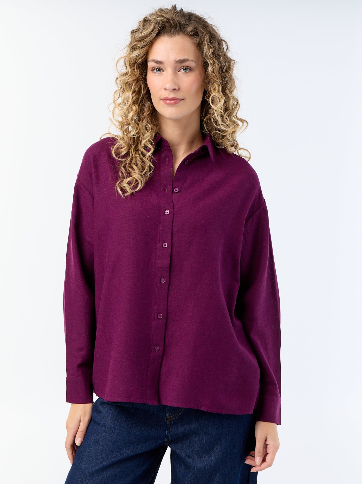 Chemise en lin mélangé - Violet