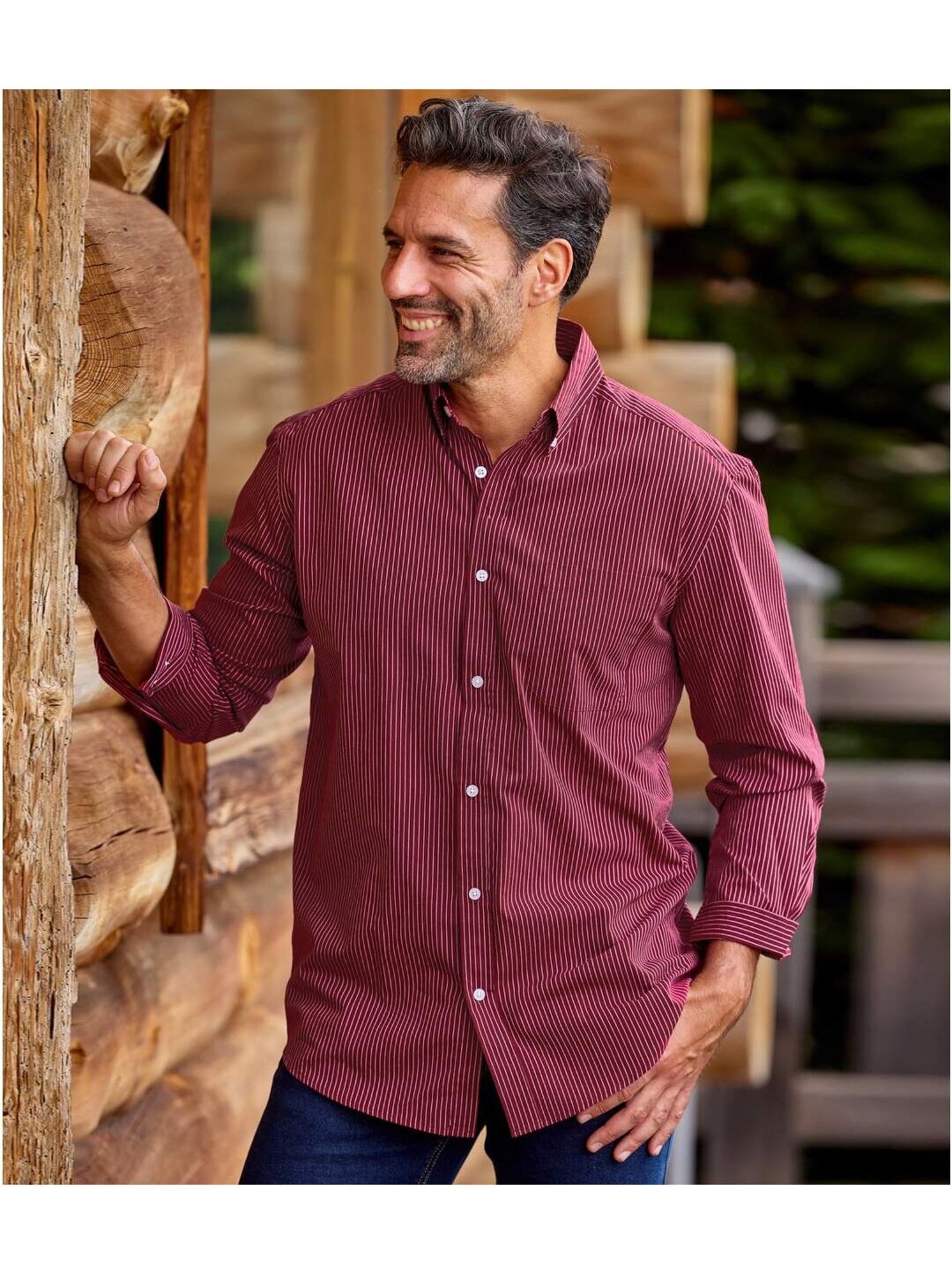 Chemise en popeline à micro-motifs   - atlas for men - Bordeaux