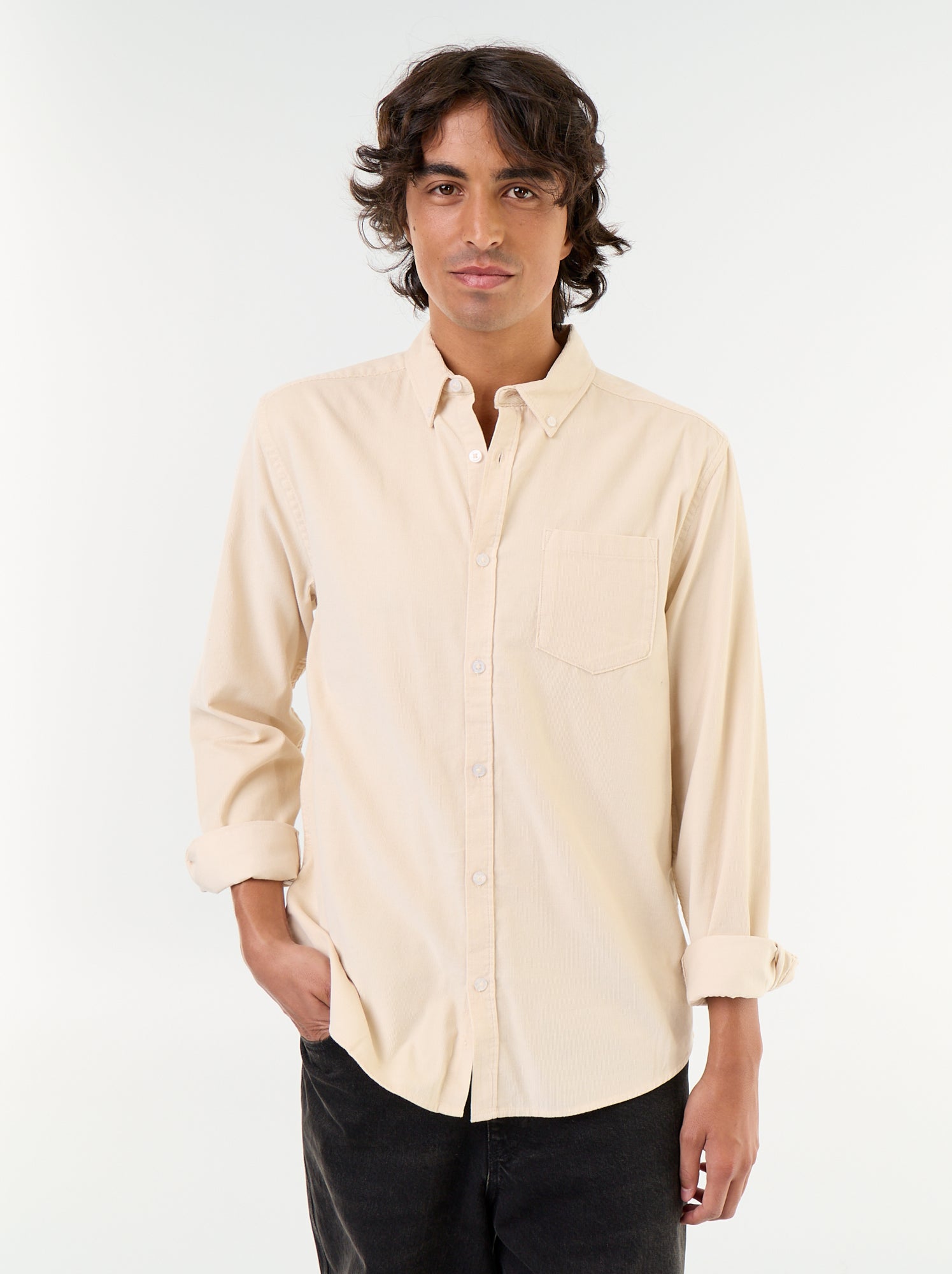 Chemise en velours côtelé - Beige