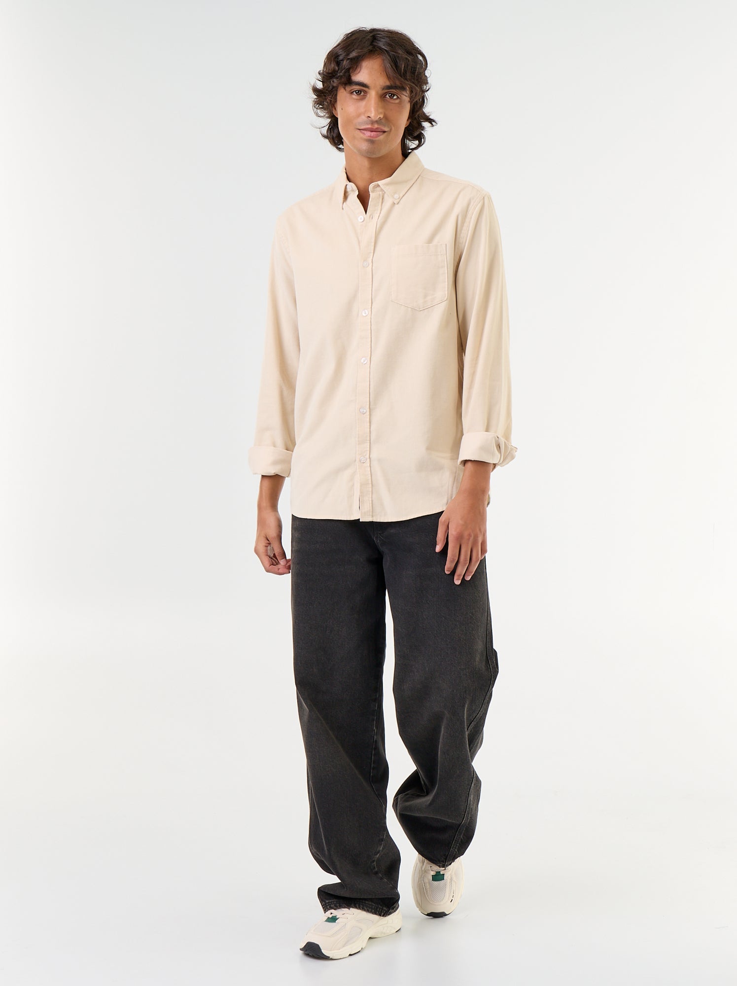 Chemise en velours côtelé - Beige
