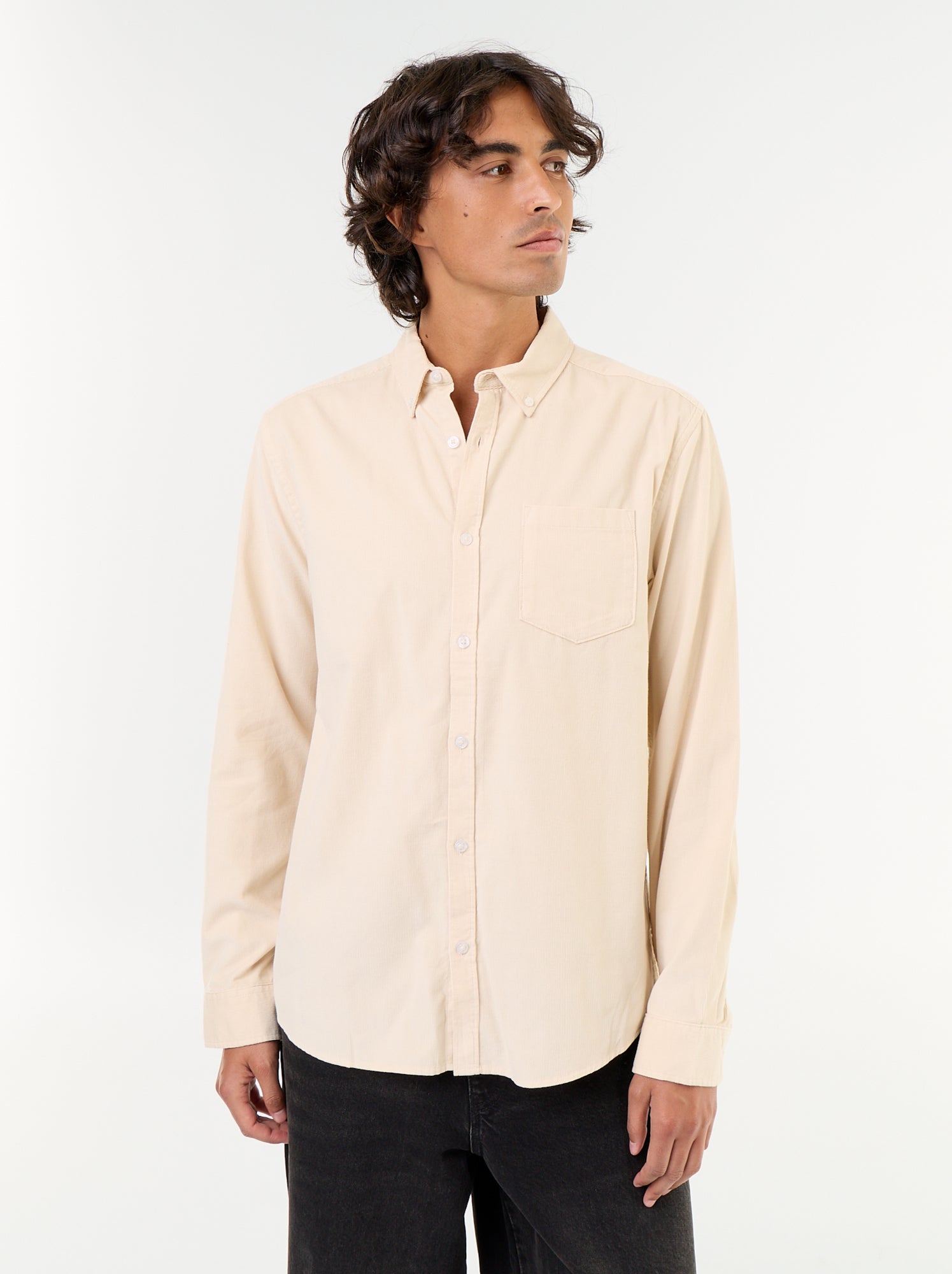 Chemise en velours côtelé - Beige