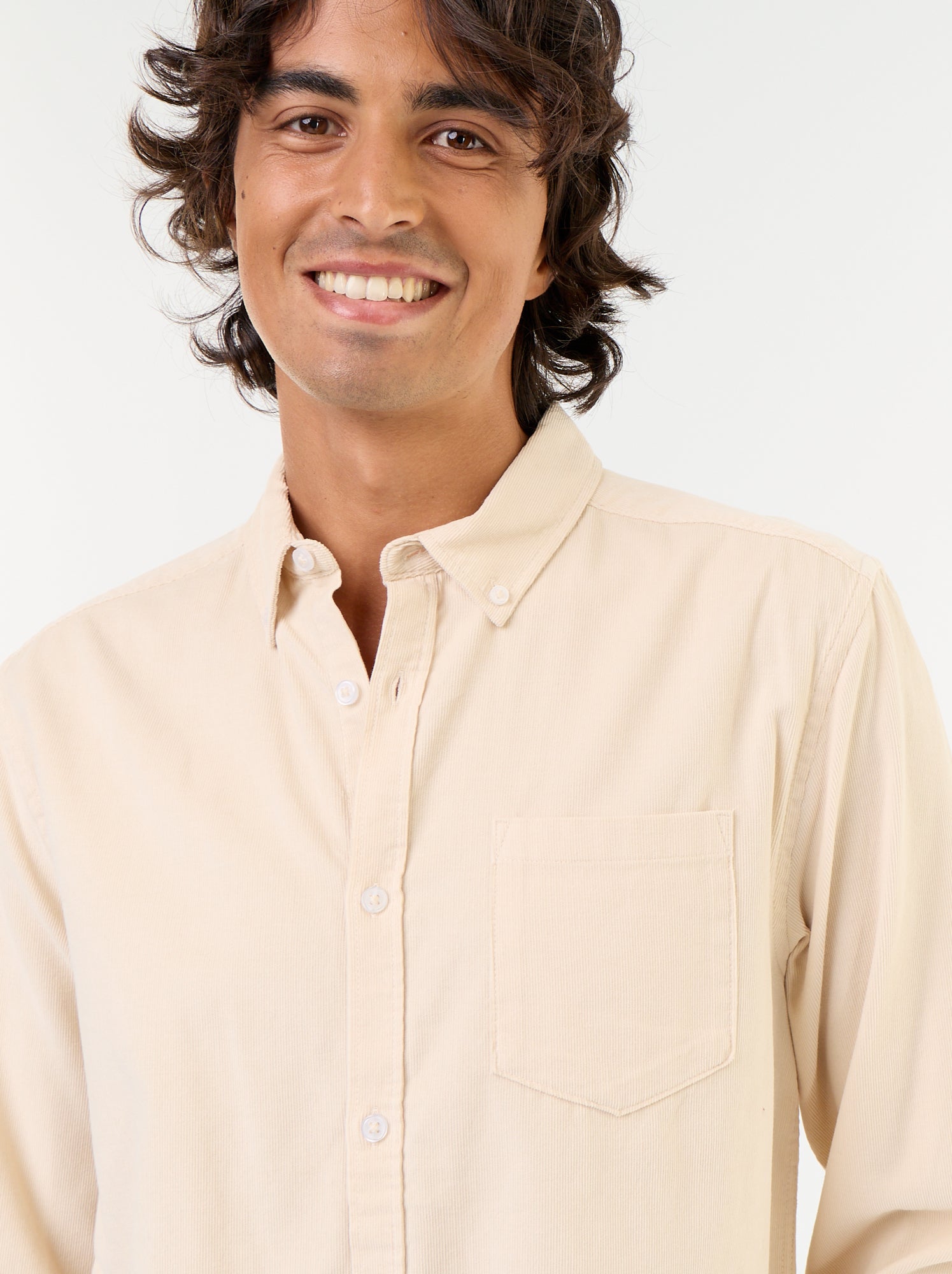 Chemise en velours côtelé - Beige