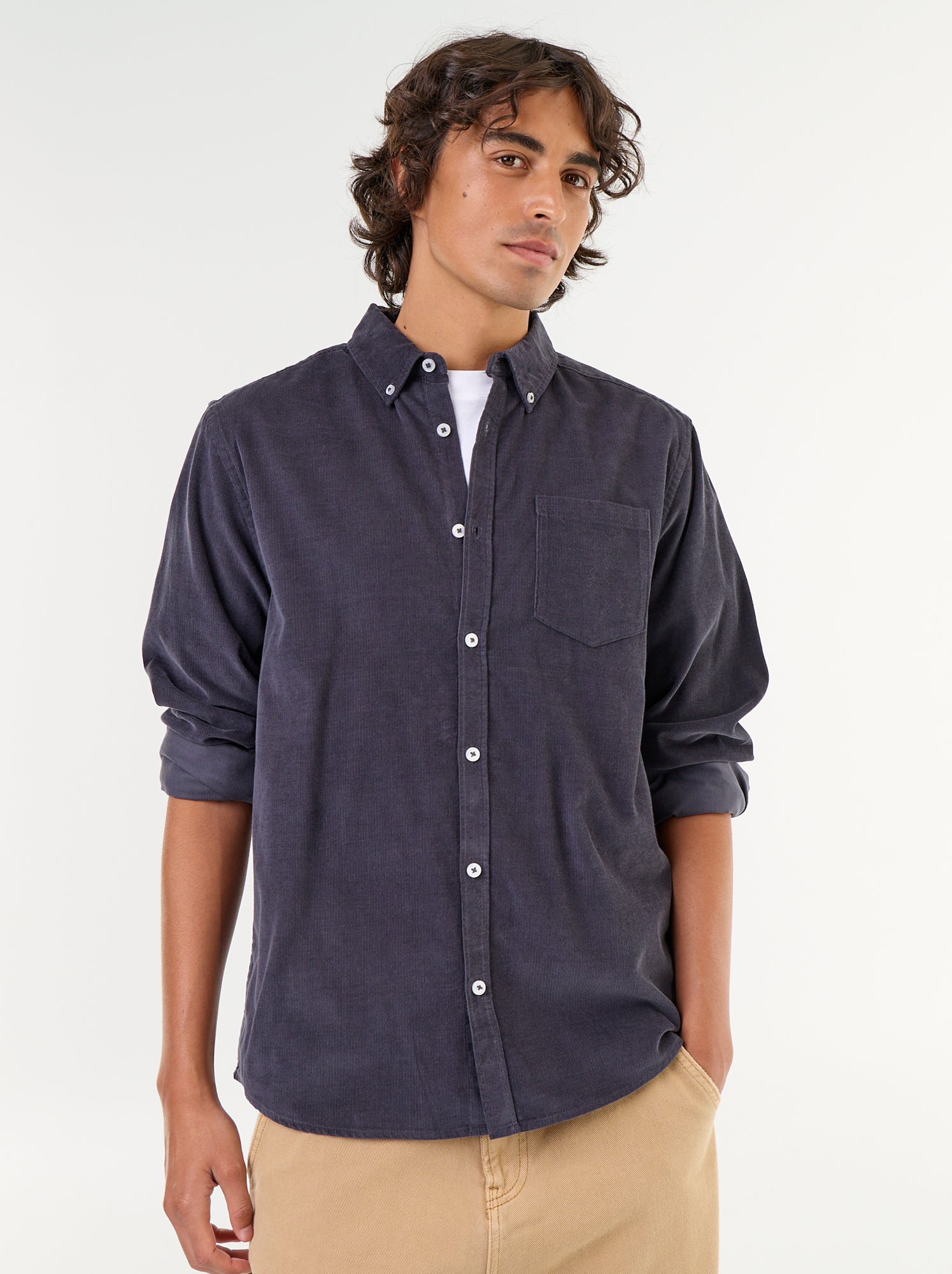 Chemise en velours côtelé - Bleu